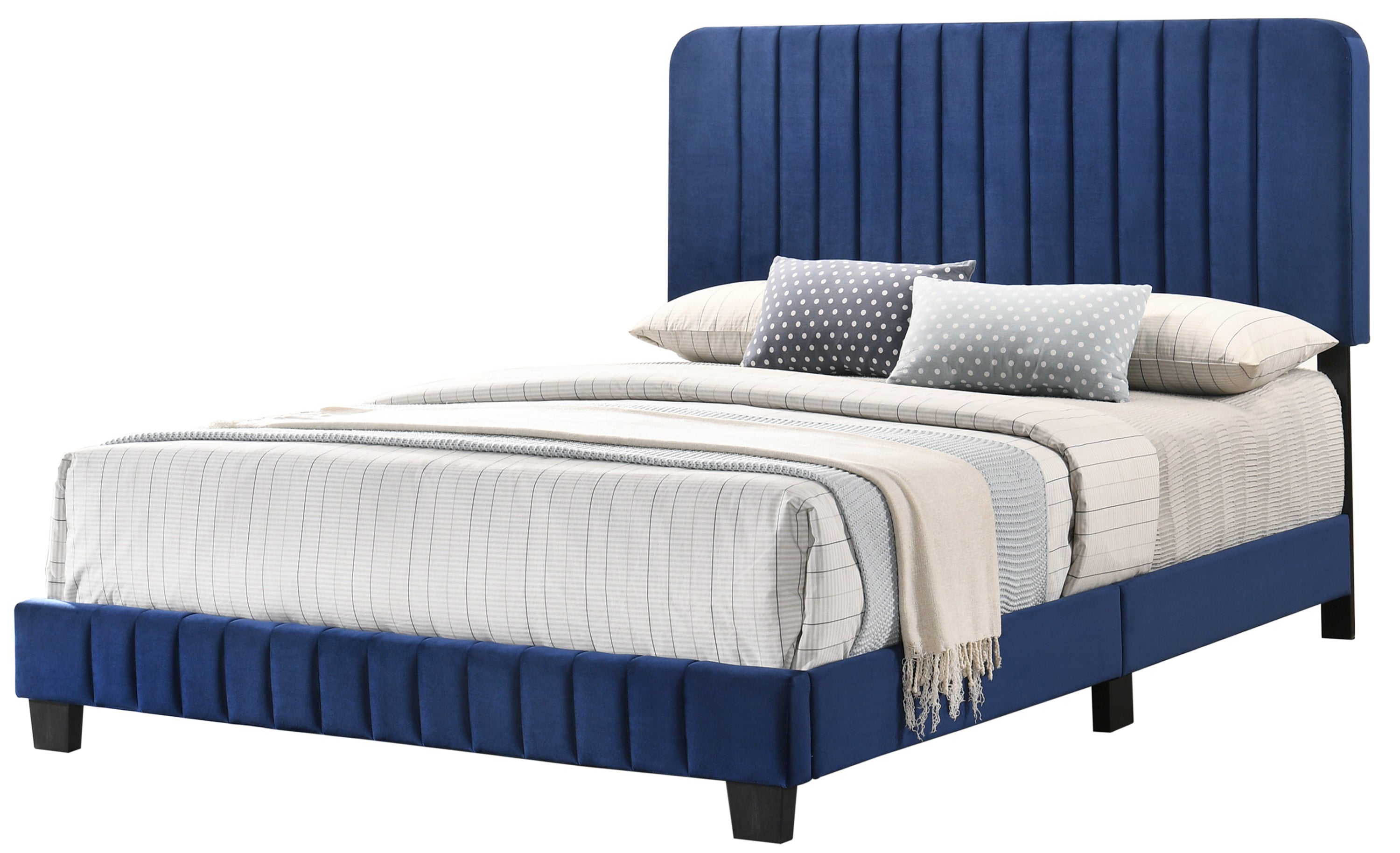 Elegant Contemporary Queen Bed In Navy Blue