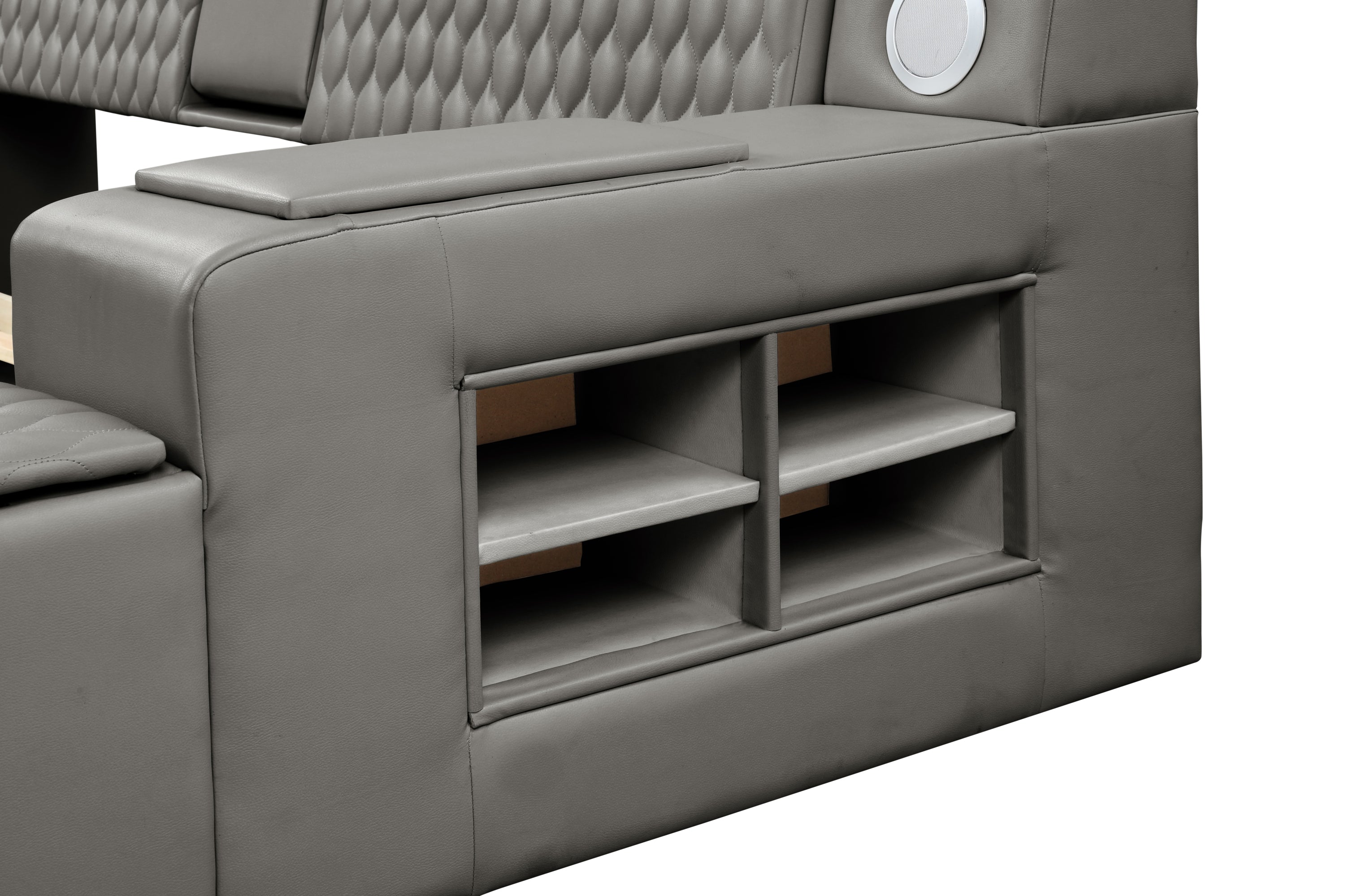 Smart Multifunctional Queen Size Bed Made with Wood in Gray