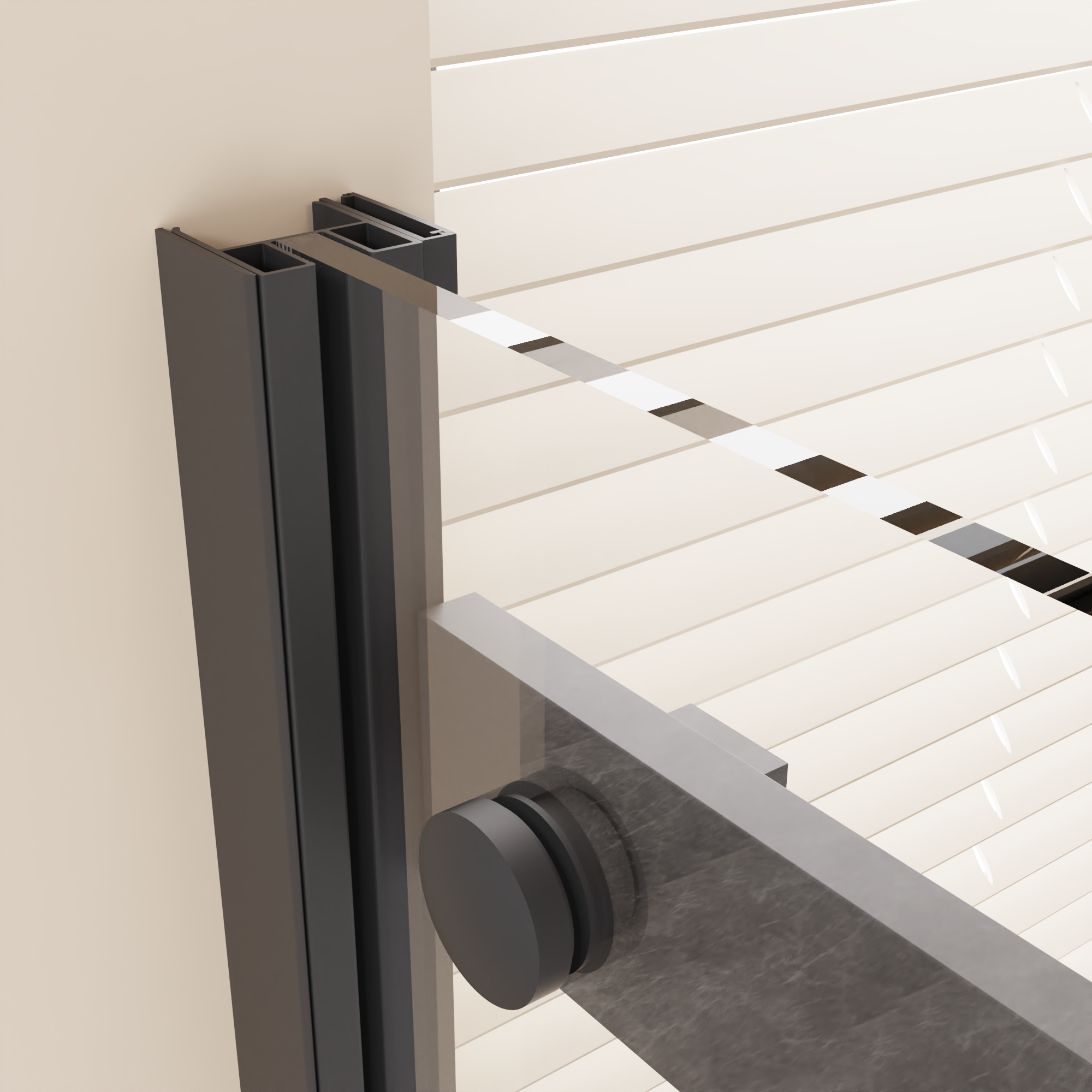 48 x 72 in Frameless Single Sliding Shower Door - 48 x 72 in / Matte Black / Zinc Roller view 9