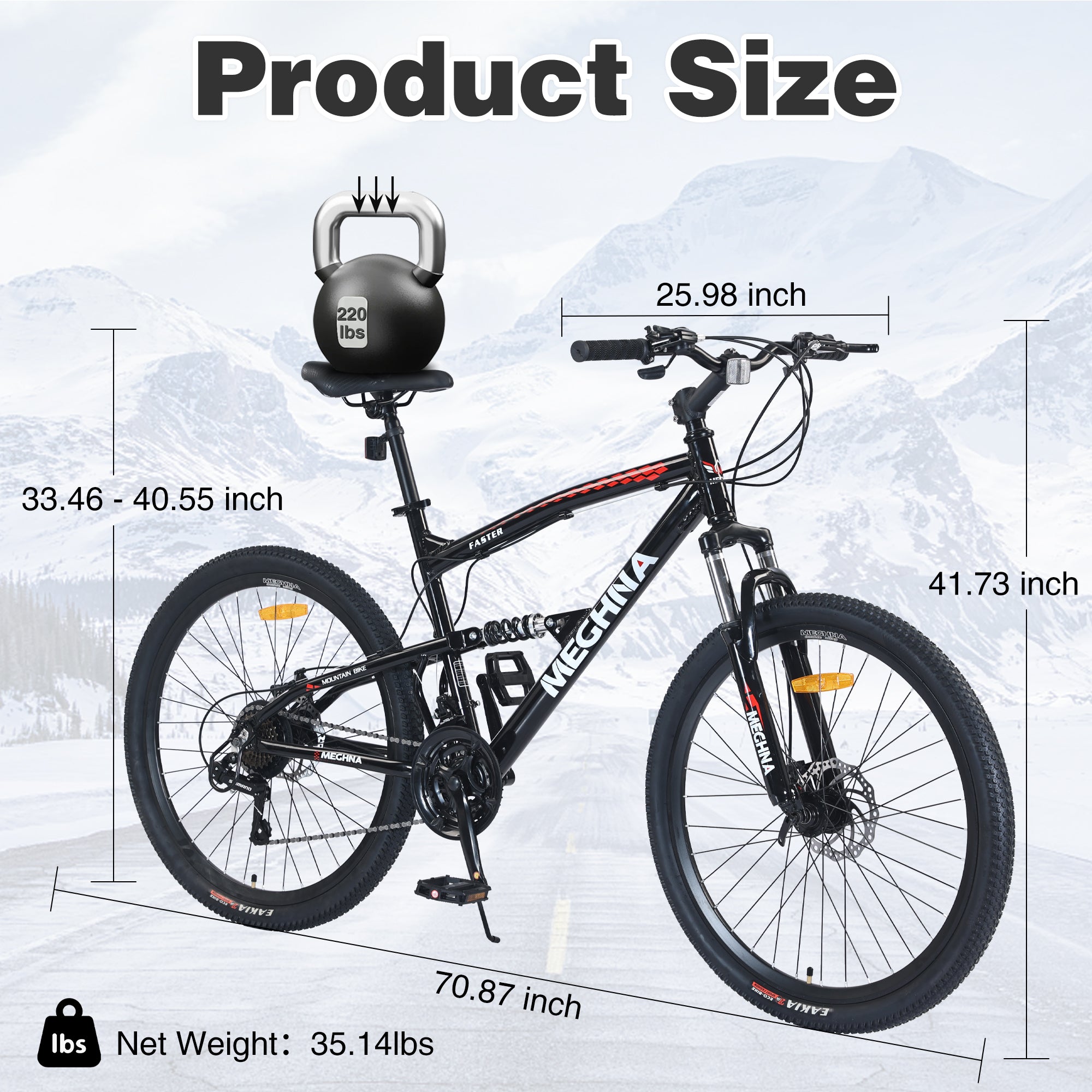 26 inch Mountain Bike  21-Speed Dual Suspension Aluminum Alloy Frame For Men and Women's Bike