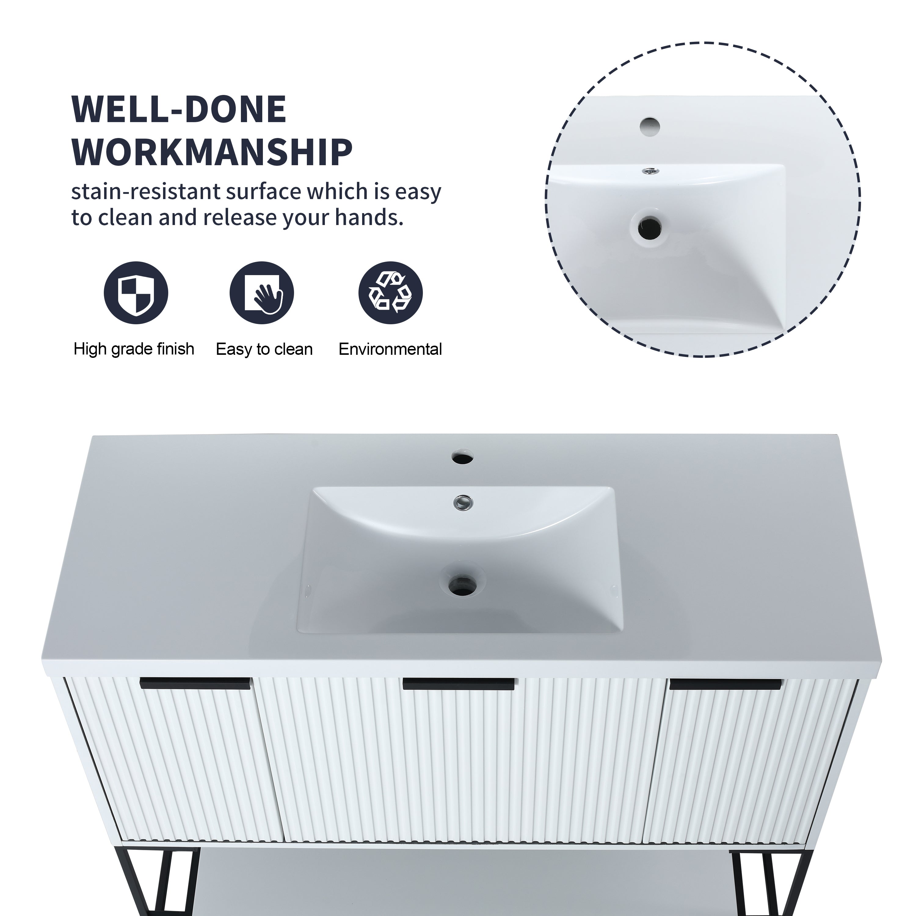 48 Inch Freestanding Bathroom Vanity With Resin Basin,48x18