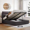 Upholstered Platform bed with a Hydraulic Storage System, Queen size, Gray