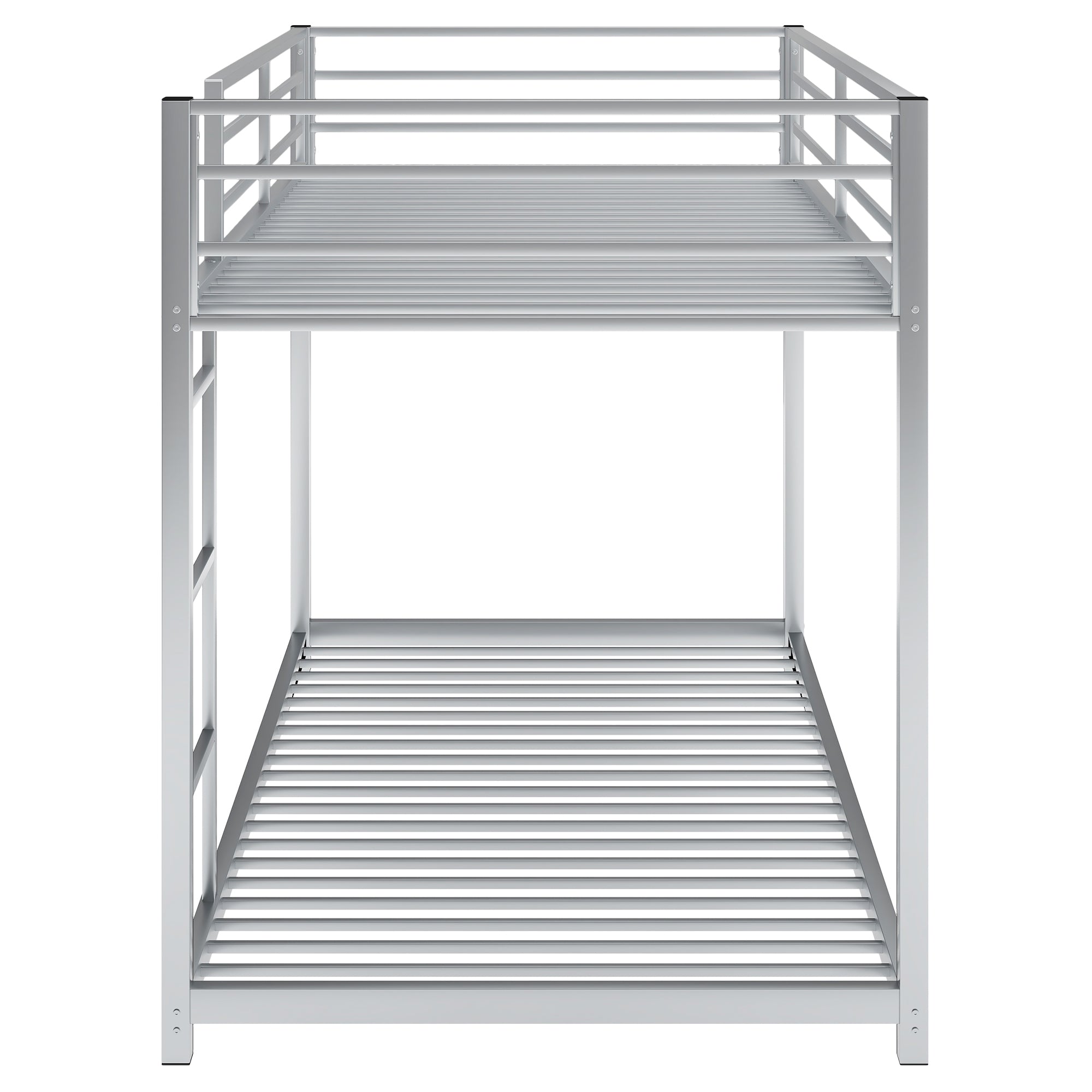 Twin over Twin Metal Bunk Bed, Low Bunk Bed with Ladder,Silver(OLD SKU:WF282465AAN)