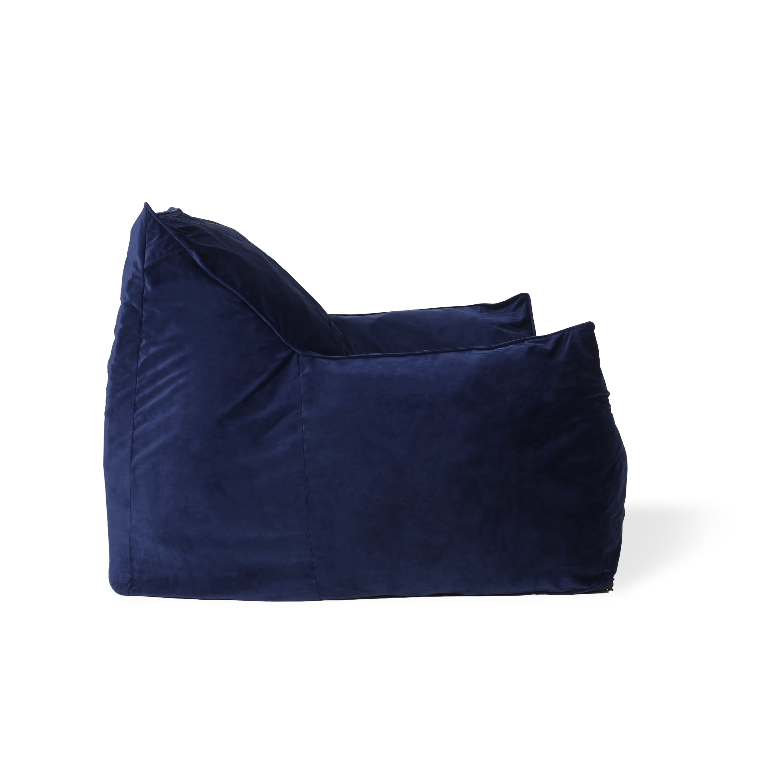 Allea Velveteen Bean Bag Chair with Armrests, Navy Blue