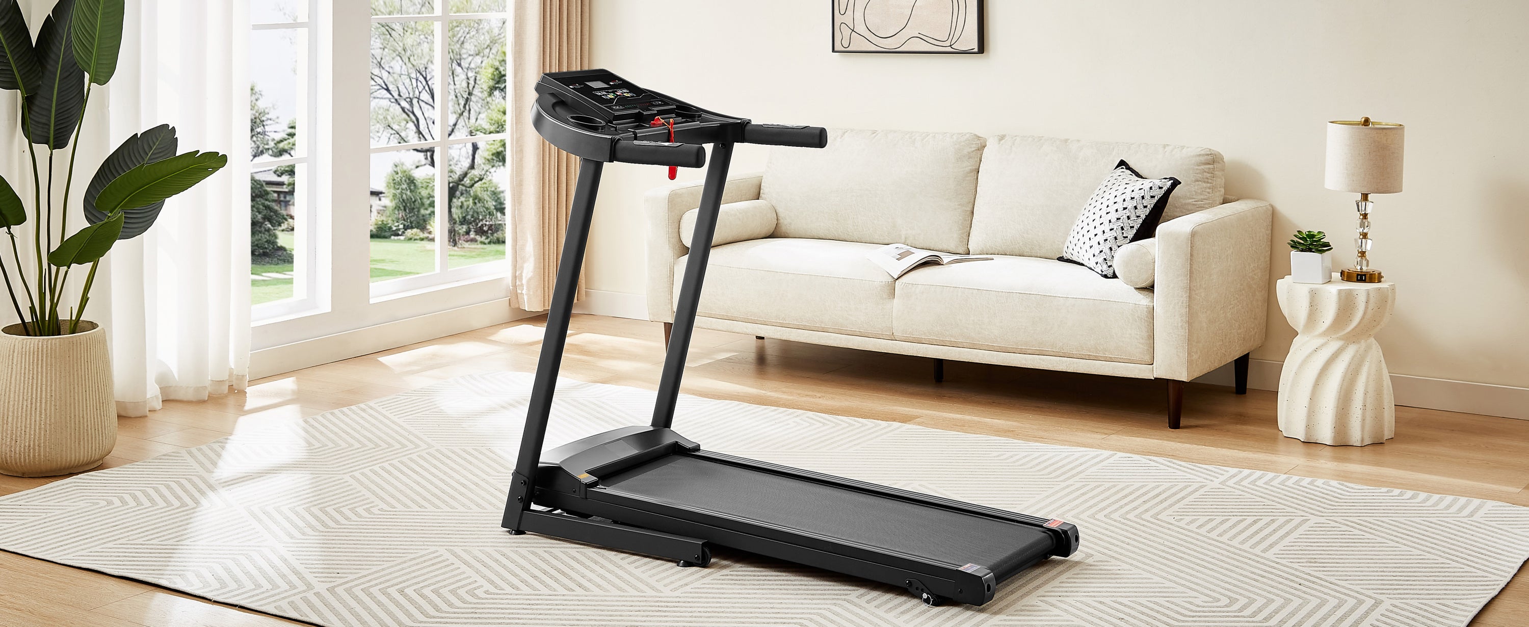 Treadmills - 2.5 HP hydraulic folding removable treadmill with 3-speed incline adjustment, 12 preset programs, 3 countdown modes, heart rate, bluetooth and more, suitable for home and gym use