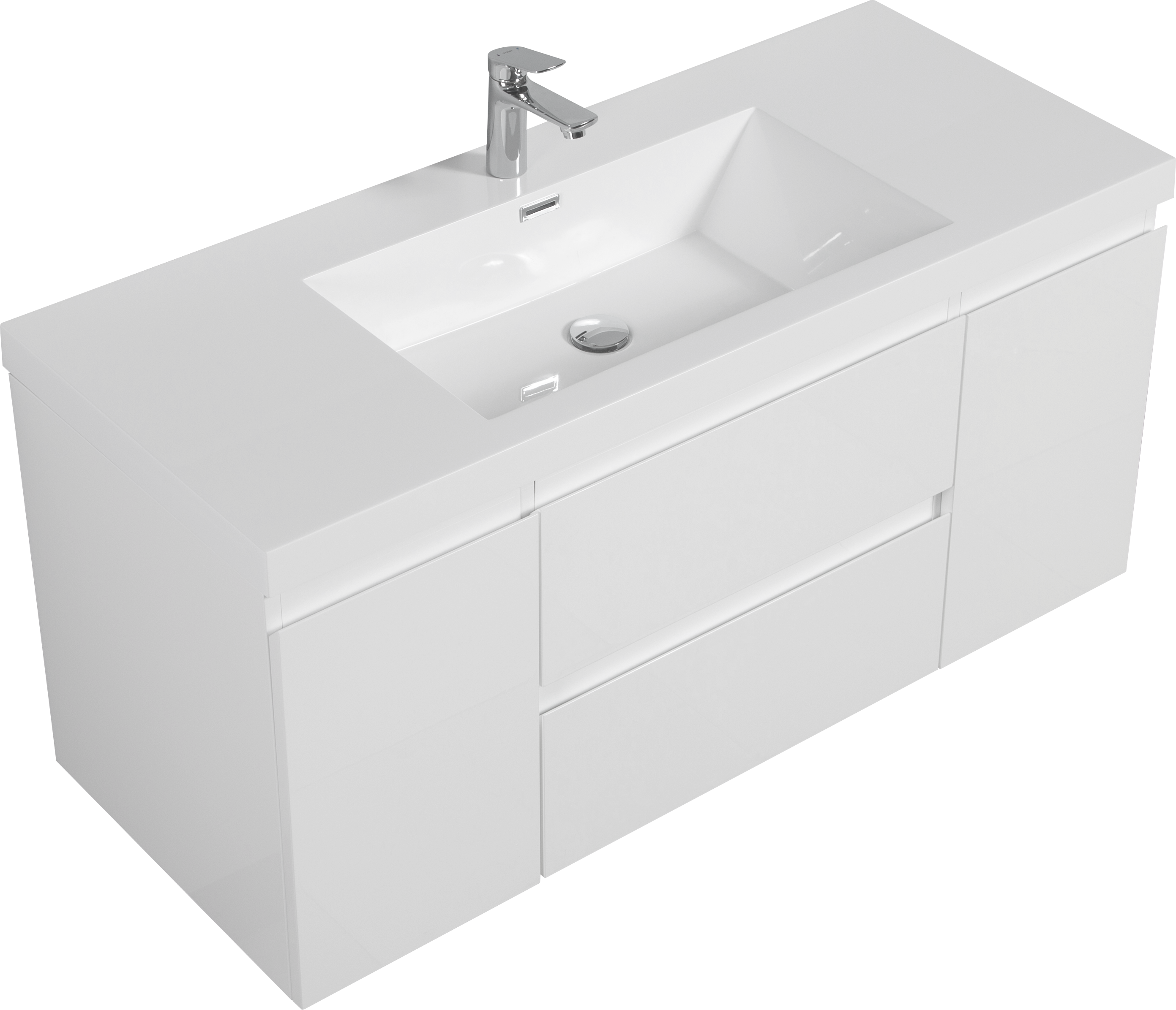 48" Floating Bathroom Vanity with Sink, Modern Wall-Mounted Bathroom Storage Vanity Cabinet with Resin Top Basin and Soft Close Drawers, Glossy White 24V11-48GW