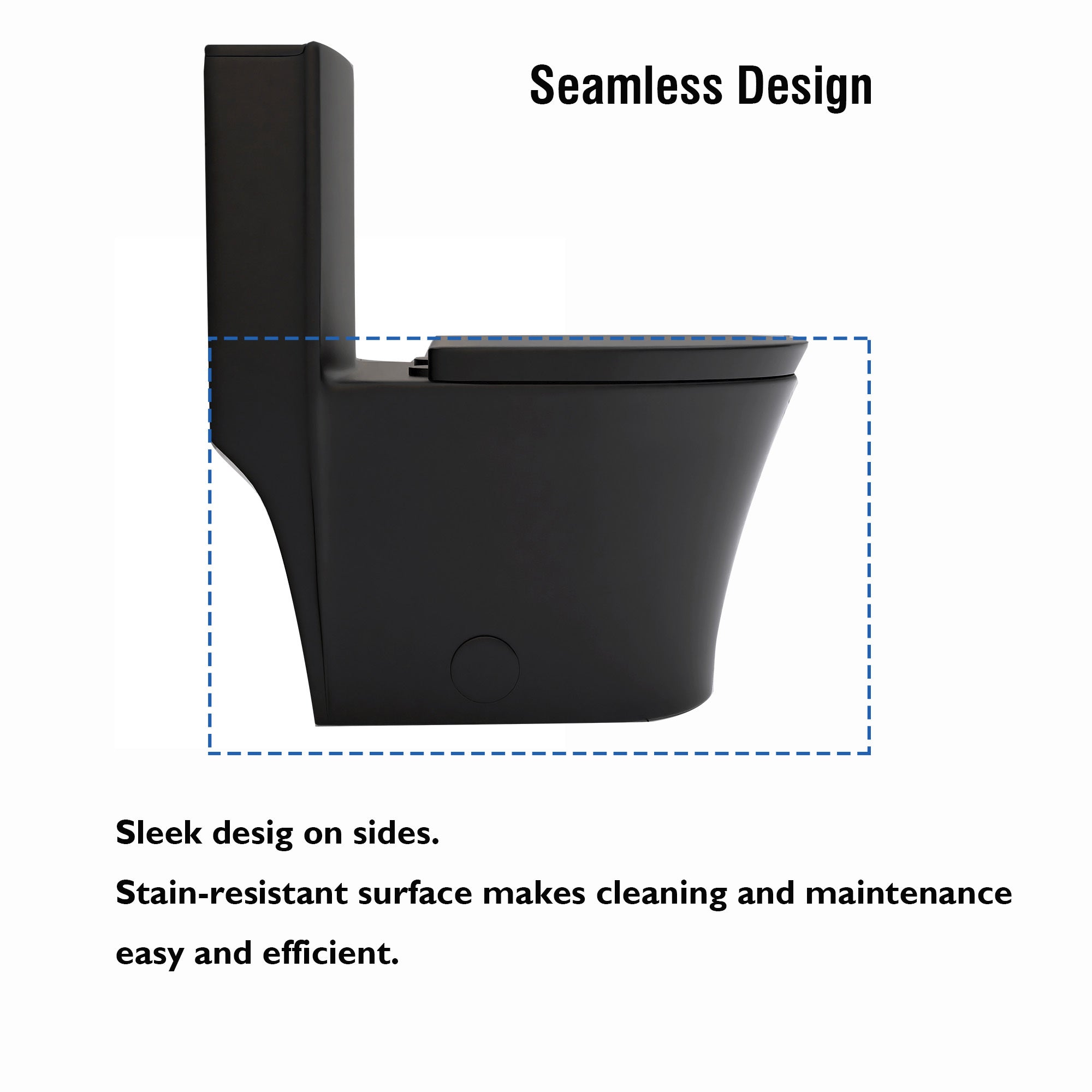 Matte Black Elongated One Piece Toilet Dual Flush 1.1/1.6 GPF Water Saving Map 1000g,Matte Black