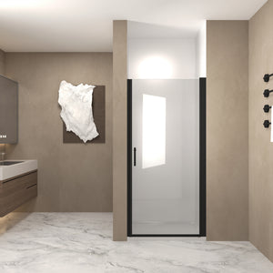 24-37 x 72 in Half-Frame Pivot Shower Door - 24 x 72 in / Matte Black view 1