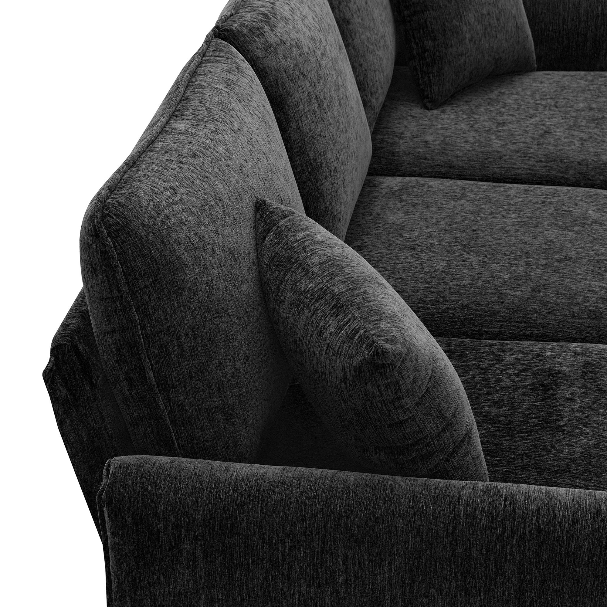 [VIDEO provided][New]84 "Modern Chenille L-Shaped Sofa with Reversible Lounge,Convertible Sectional Couch Set,4 Seat Indoor Furniture with Reversible Chaise,Fit for Living Room, Apartment(2 Pillows)