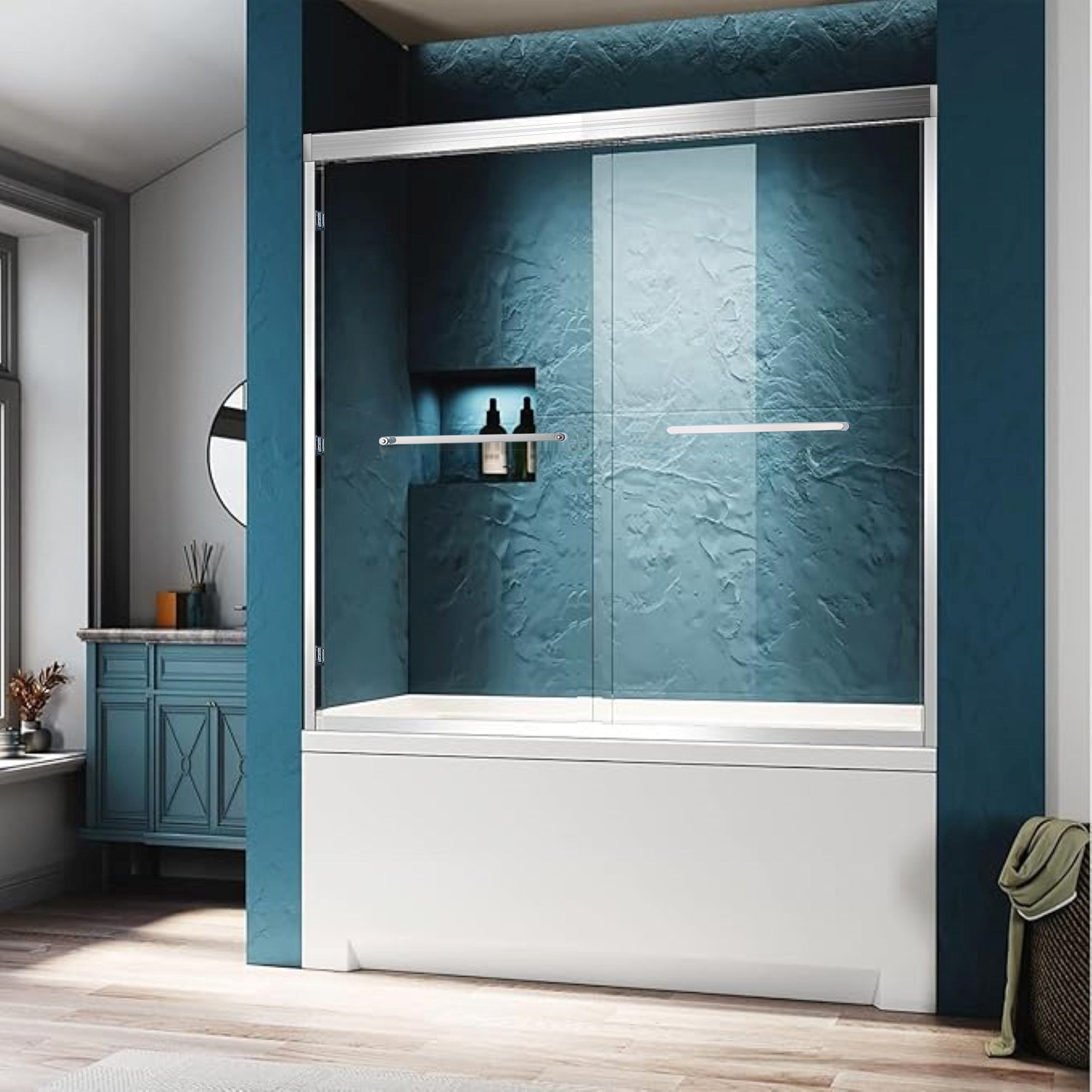 56-60 x 60 in Sliding Tub Shower Door - 56-60 x 60 in / Chrome view 1