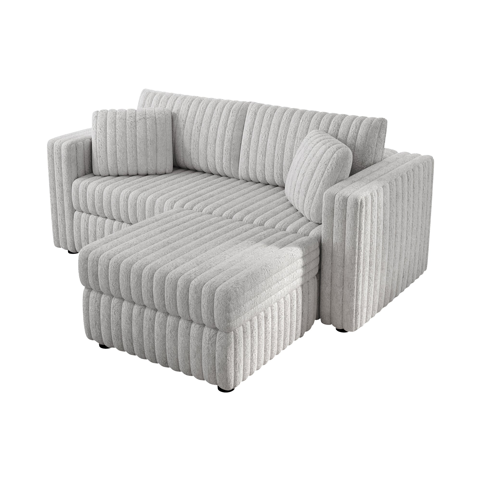 75.6"Soft Rabbit Plush Modular 2-person Sofa with Hydraulic Lift. Highly Comfortable & Stylish. Matches 30.7" Ottoman. Ideal for Bedroom & Living Room. Light gray