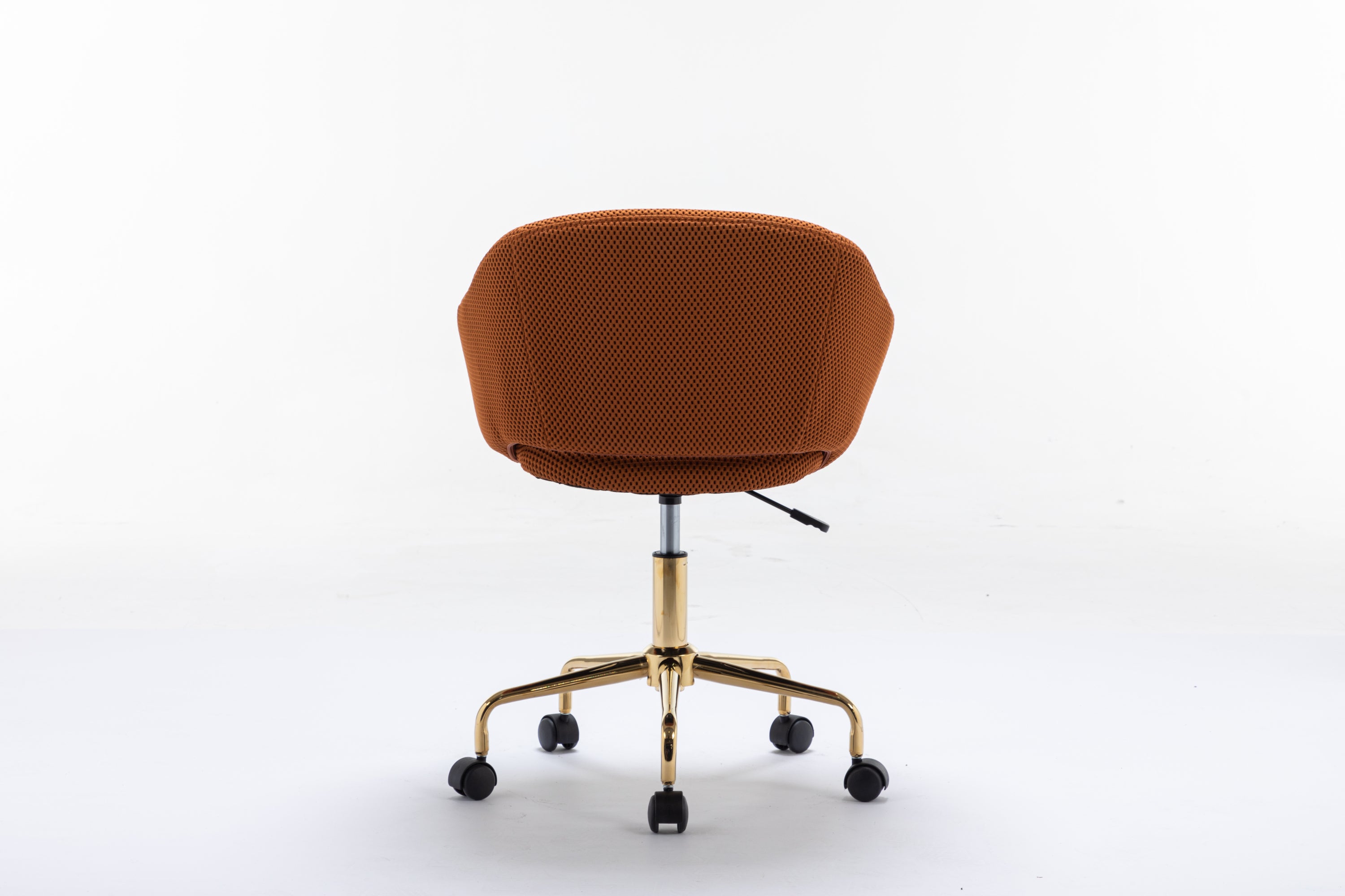 047-Mesh Fabric Home Office 360°Swivel Chair Adjustable Height With Gold Metal Base,Caramel