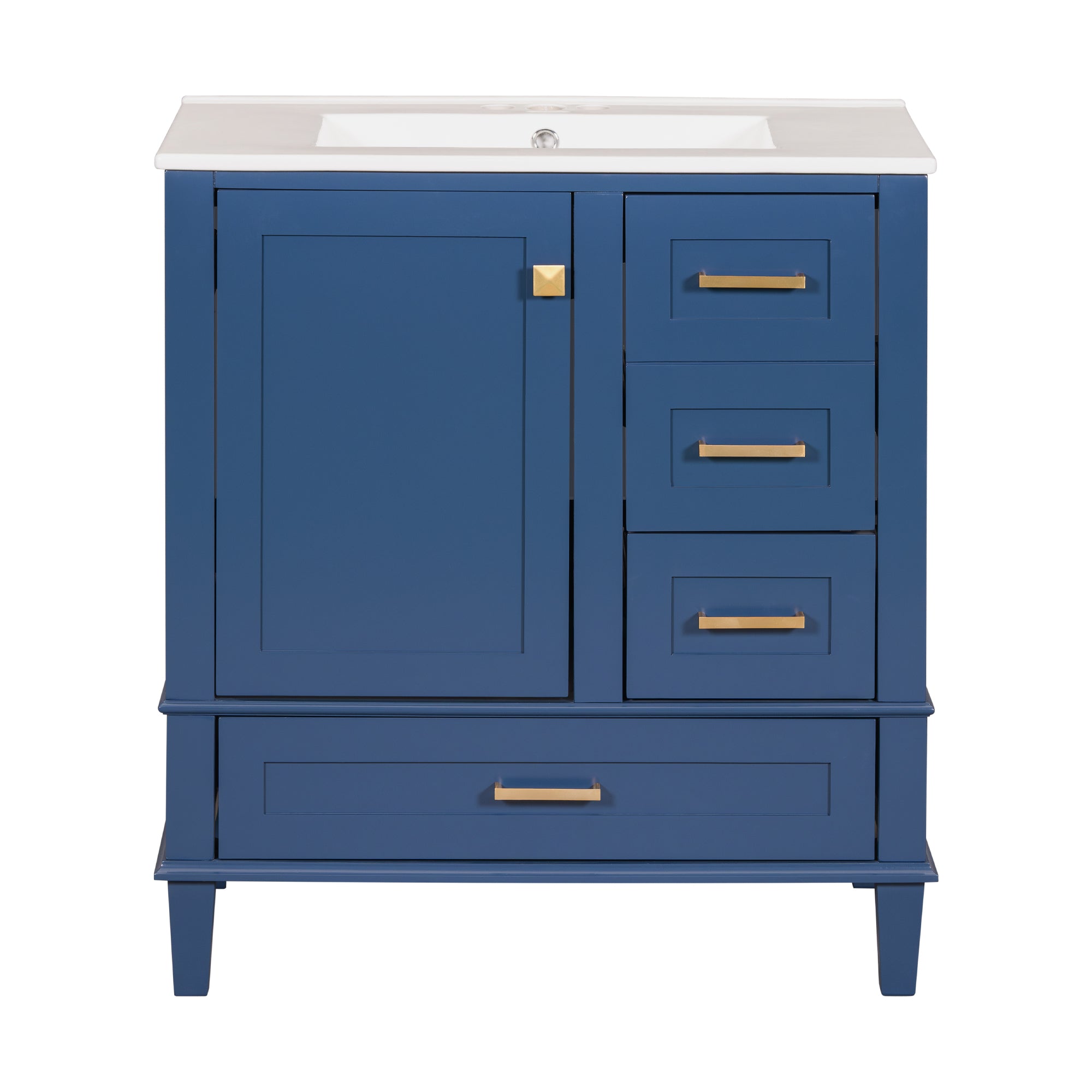 30" Bathroom Vanity , Modern Bathroom Cabinet with Sink Combo Set, Bathroom Storage Cabinet with a Soft Closing Door and 3 Drawers, Solid Wood Frame(Blue)