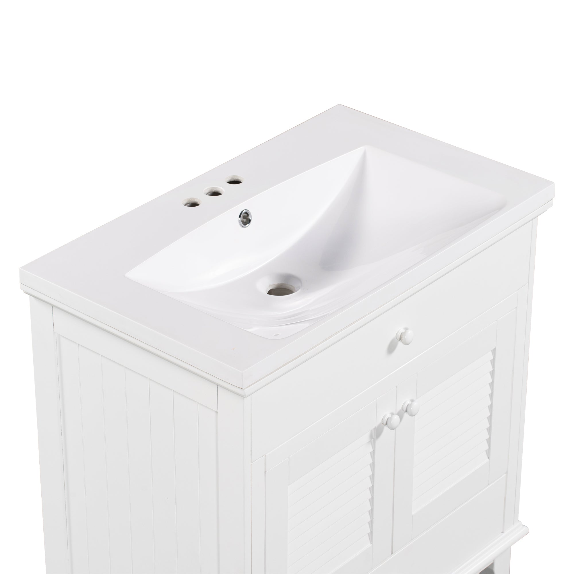 30" Bathroom Vanity with Sink, Bathroom Cabinet with Two Doors and One Drawer, White (OLD SKU: JL000005AAK)