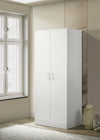 Michael 29.5" White Double Door Wardrobe Cabinet Armoire with Shelf and Hanging Rod