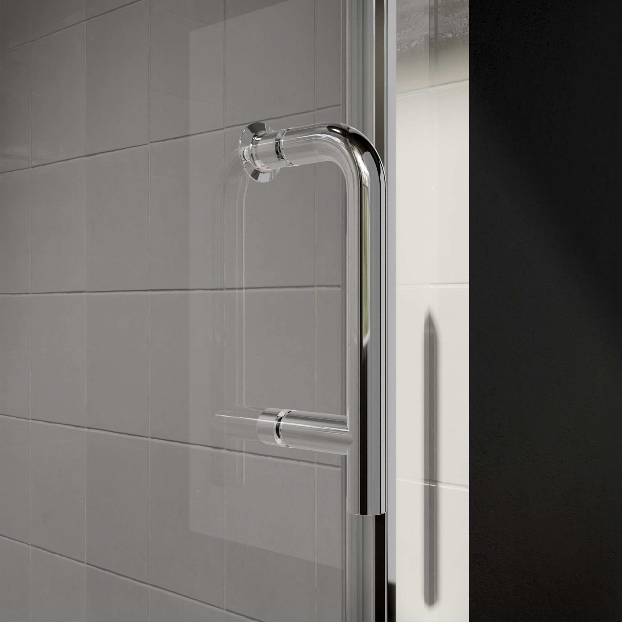 36"-38"W x 72"H Semi-Frameless Pivot Shower Door in Chrome With Clear Glass