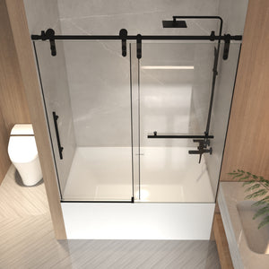 56-60 x 66 in Frameless Sliding Tub Door - 56-60 x 66 in / Brushed Nickel view 3