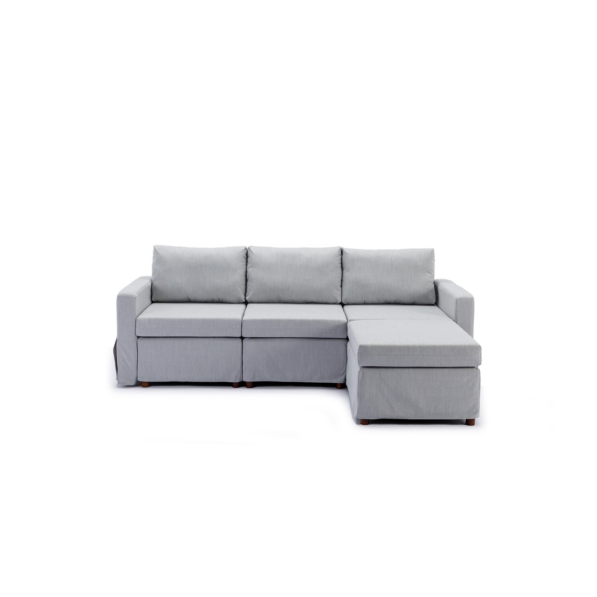 3 Seat Module Sectional Sofa Couch With 1 Ottoman,Seat Cushion and Back Cushion Removable and Washable,Light Grey