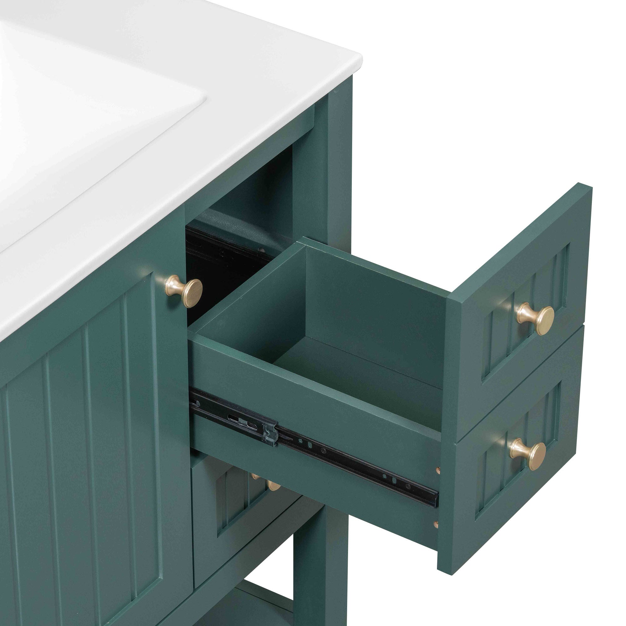 30inch Transitional Style Bathroom Vanity Cabinet Combo with Ceramic Sink