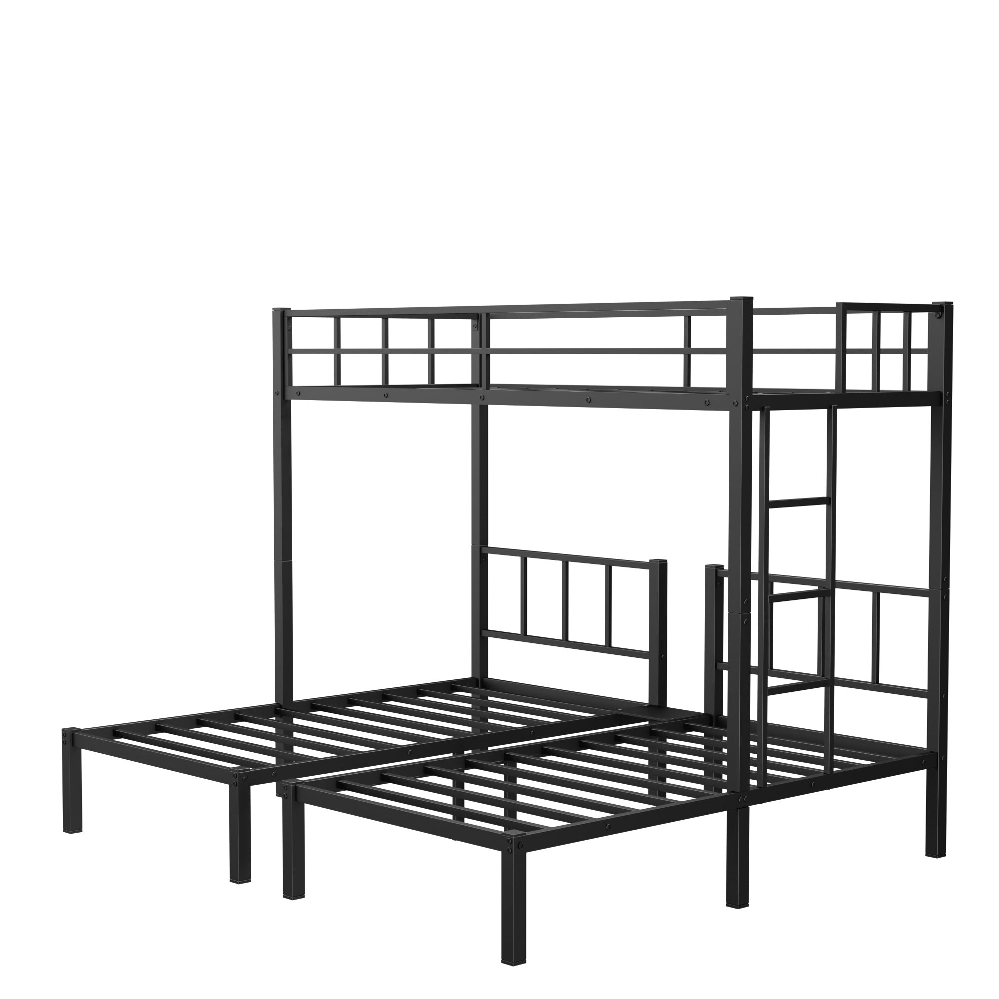 Twin over Twin & Twin Bunk Beds for 3, Twin XL over Twin & Twin Bunk Bed Metal Triple Bunk Bed, Black(Pre-sale date: February 8th.)