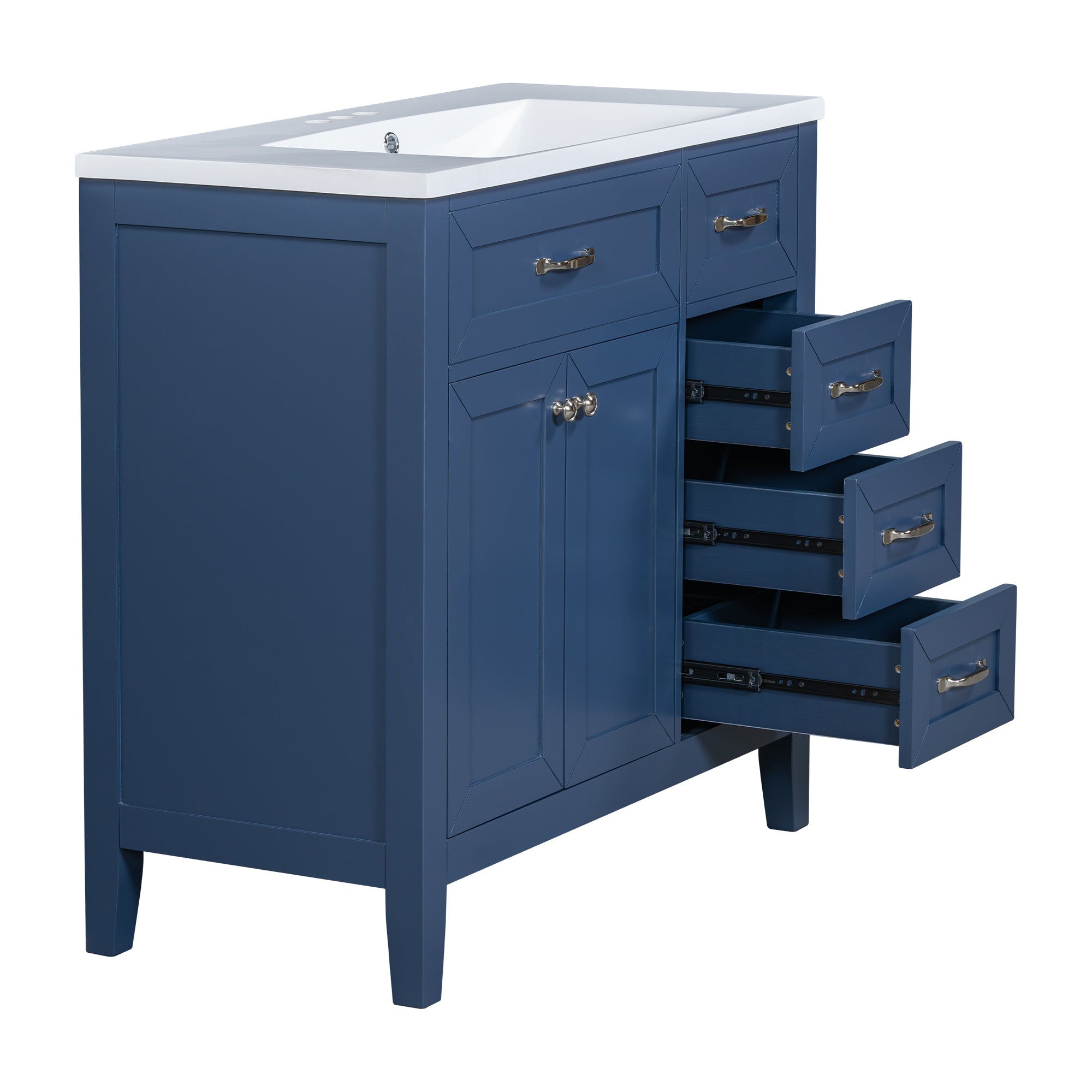 36" Bathroom Vanity with Sink Combo, Blue Bathroom Cabinet with Drawers, Solid Frame and MDF Board