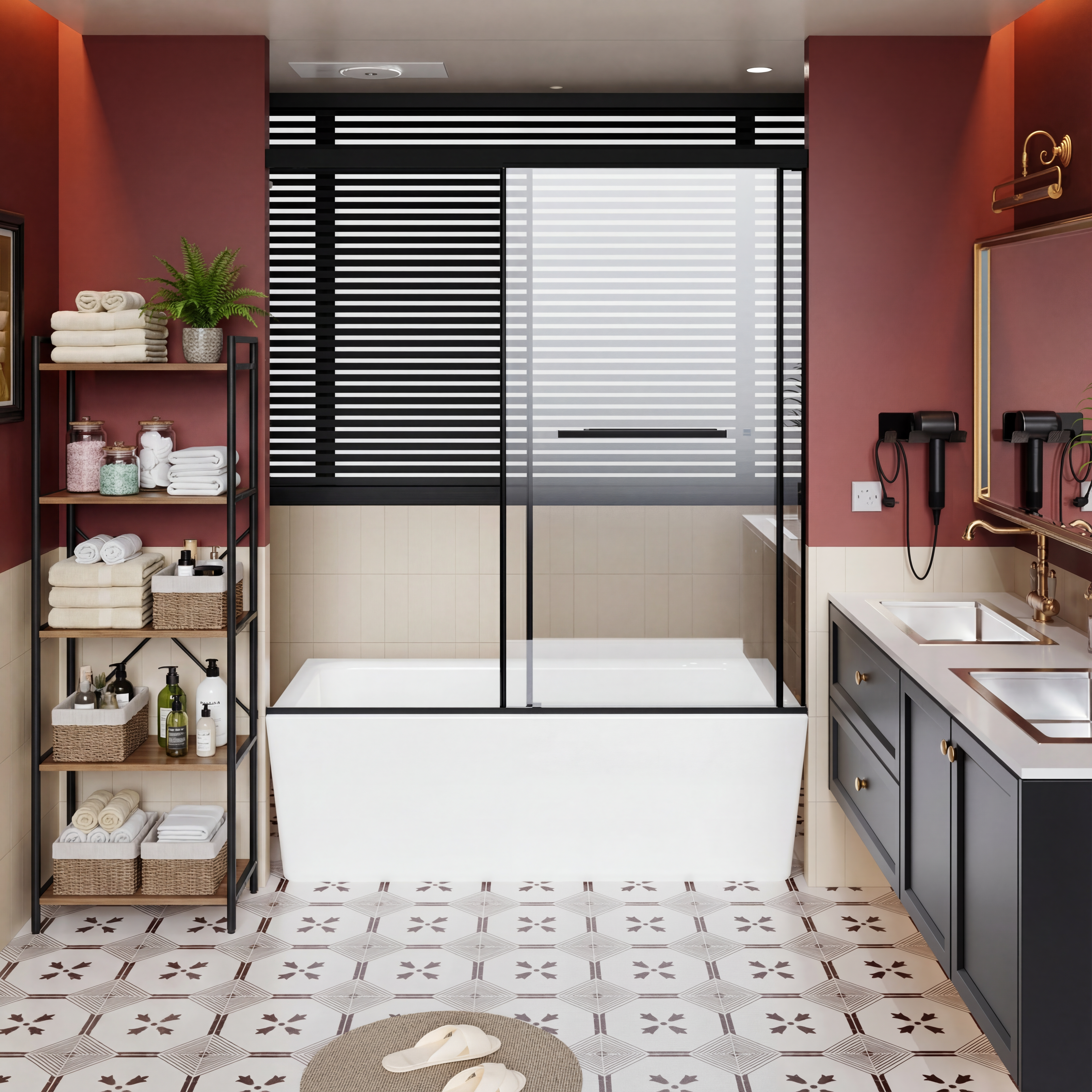 60 x 62 in Soft-Close Dual Sliding Shower Door - 60 x 62 in / Matte Black / Soft-Close Track view 2