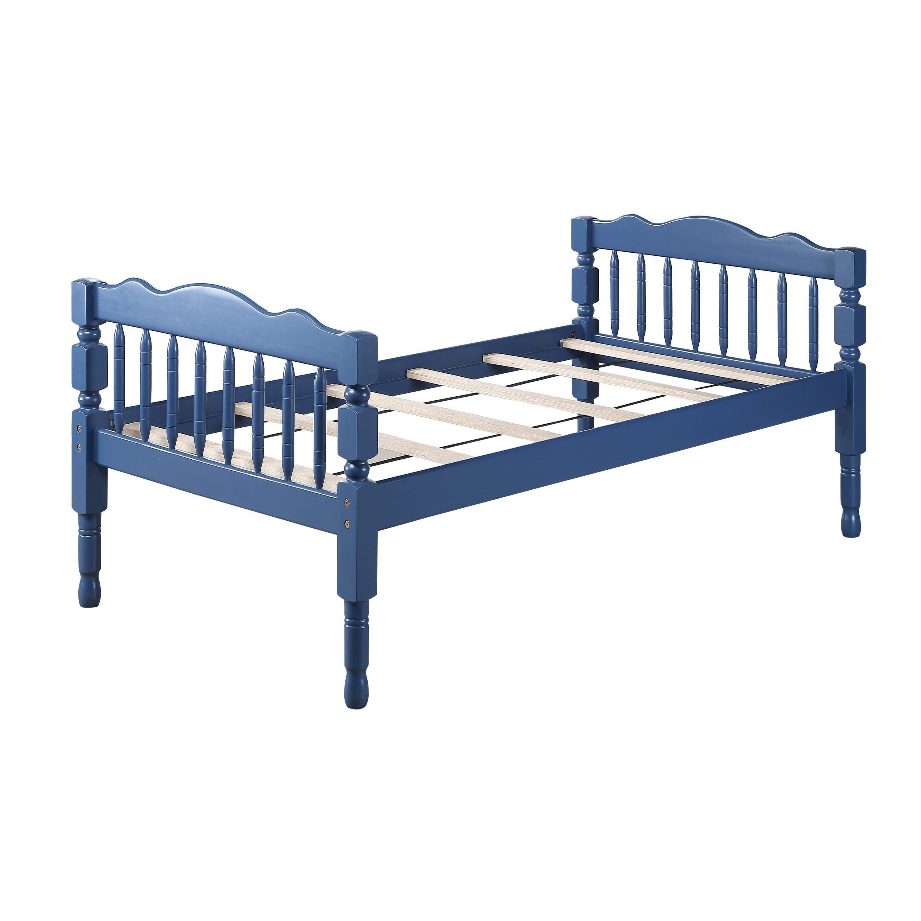 Blue Twin Over Twin Bunk Bed with Built-in Ladder