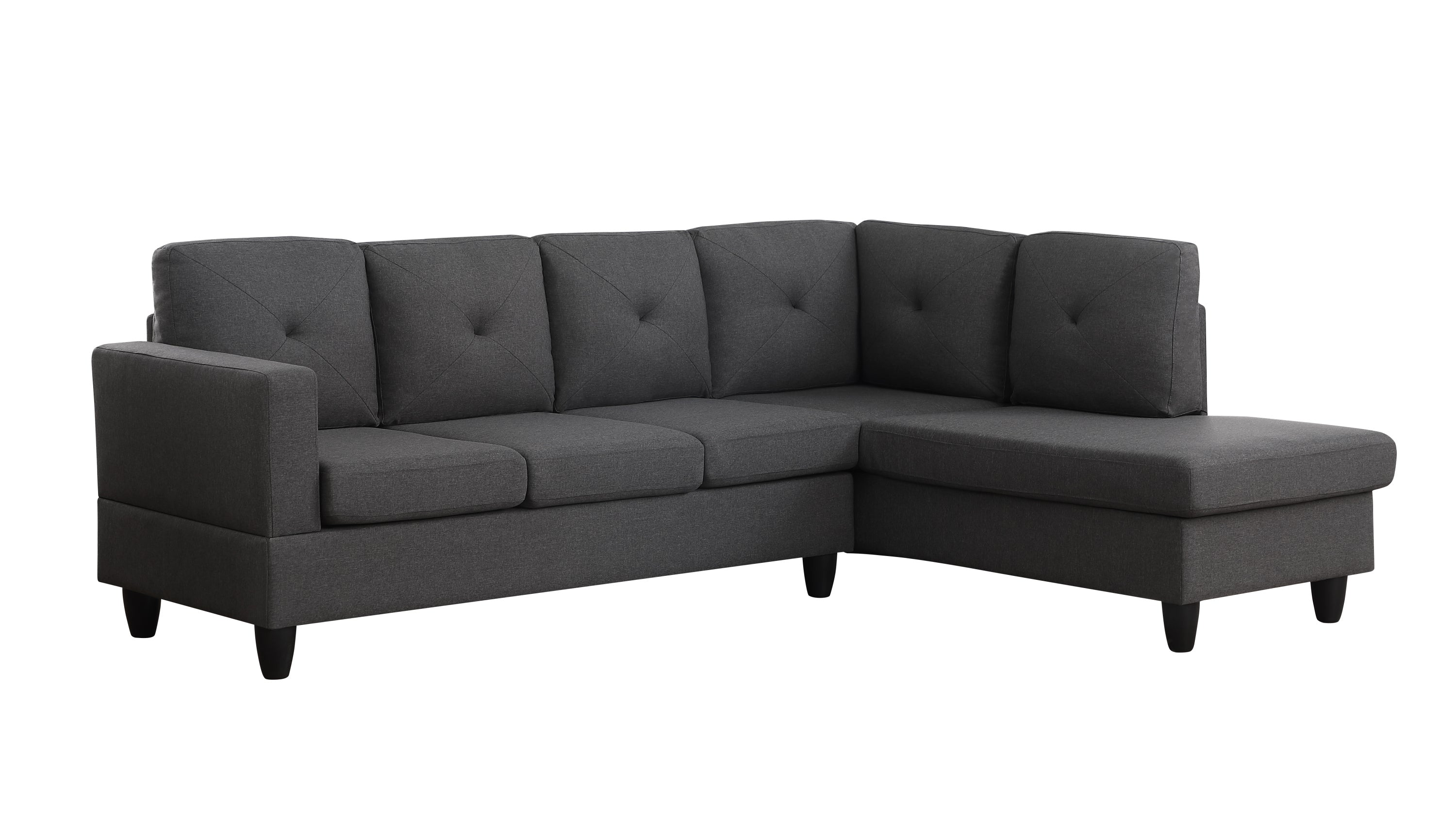 Santiago 96" Dark Gray Linen Sectional Sofa with Right Facing Chaise