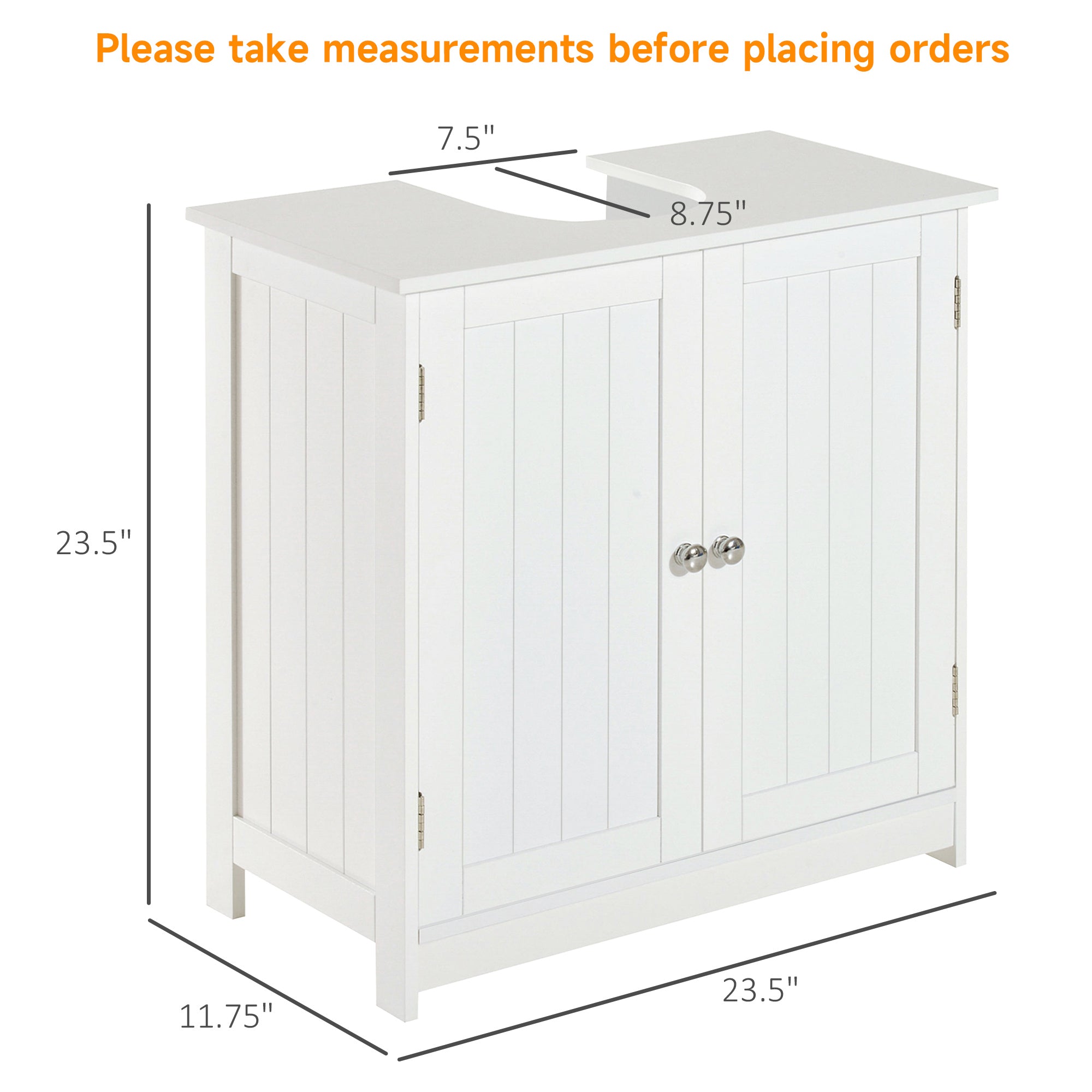 24” Pedestal Sink Bathroom Vanity Cabinet - White