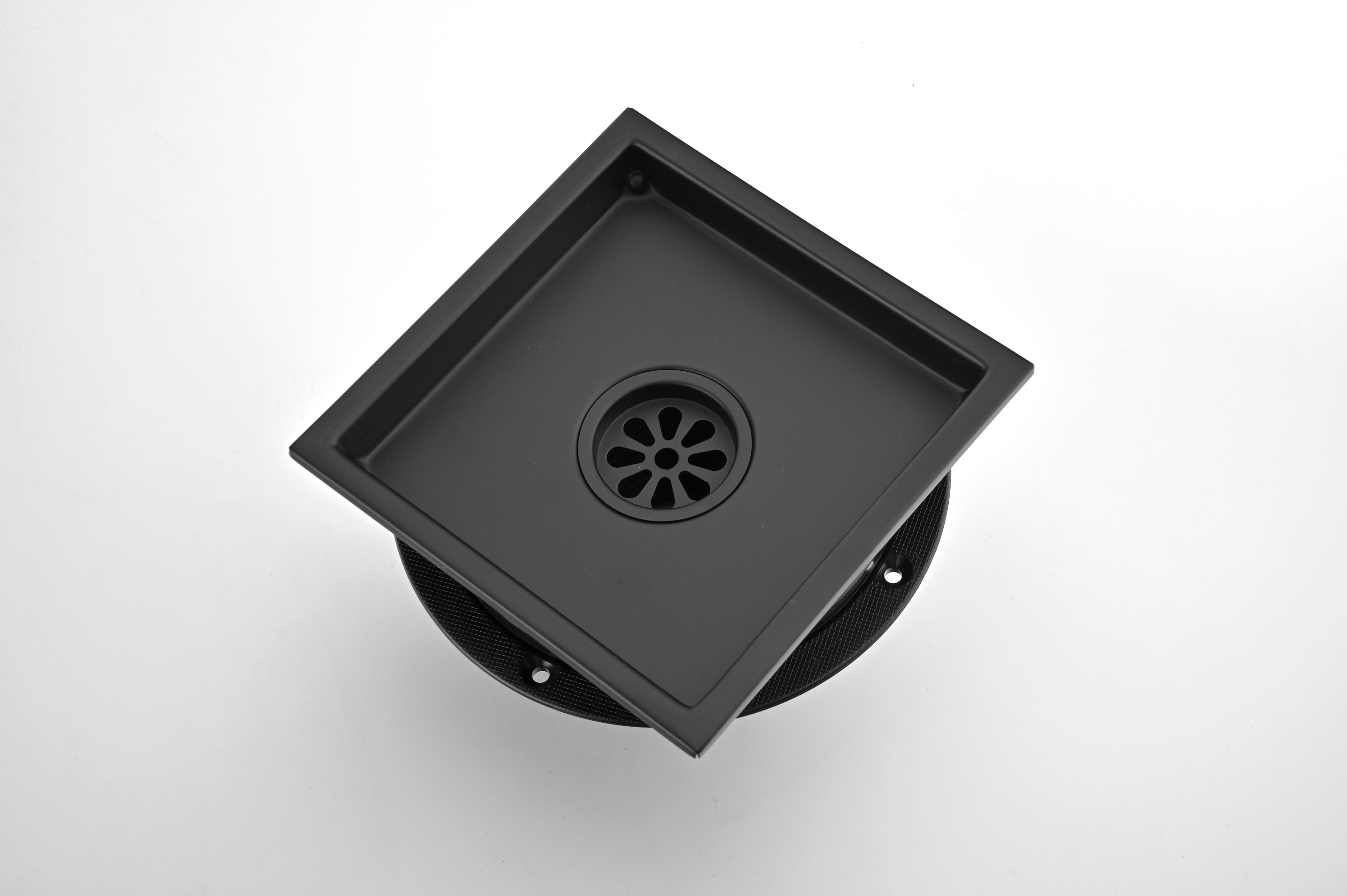 6 Inch Square Shower Floor Drain  Square Shower Floor Drain with Flange,Pattern Grate Removable,Food-Grade SUS 304 Stainless Steel