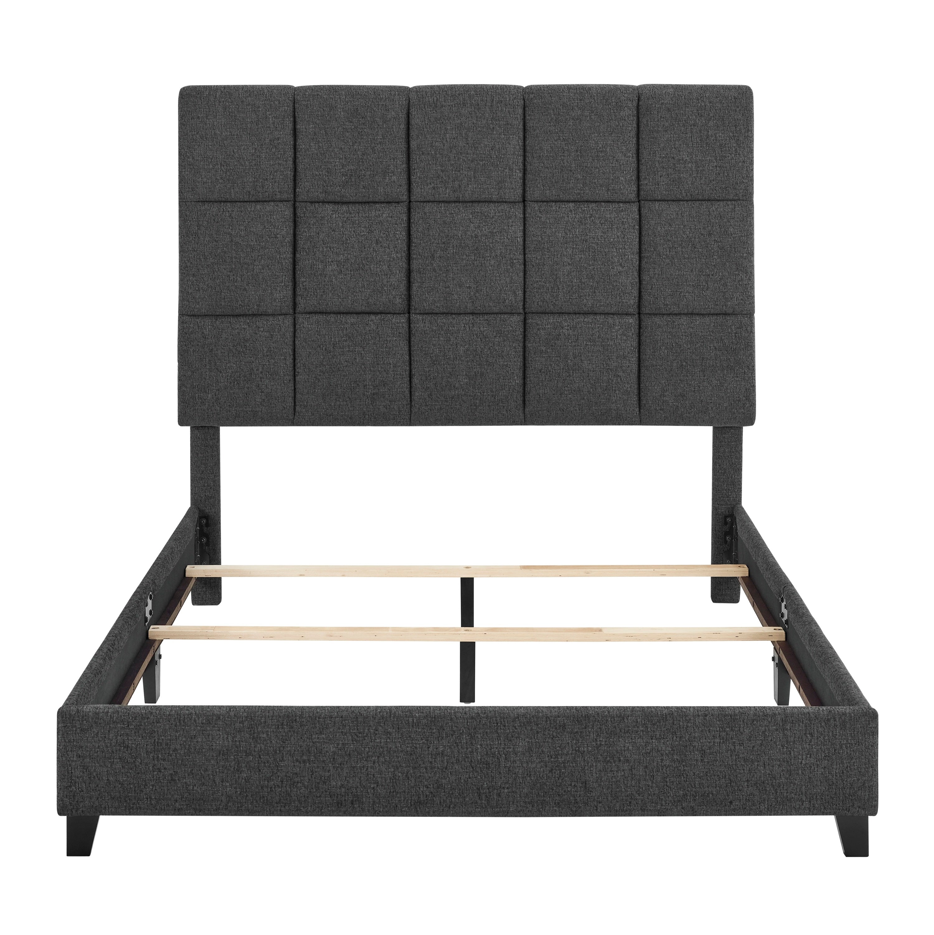 Bridgevine Home Queen Size Grey Squares Upholstered Platform Bed