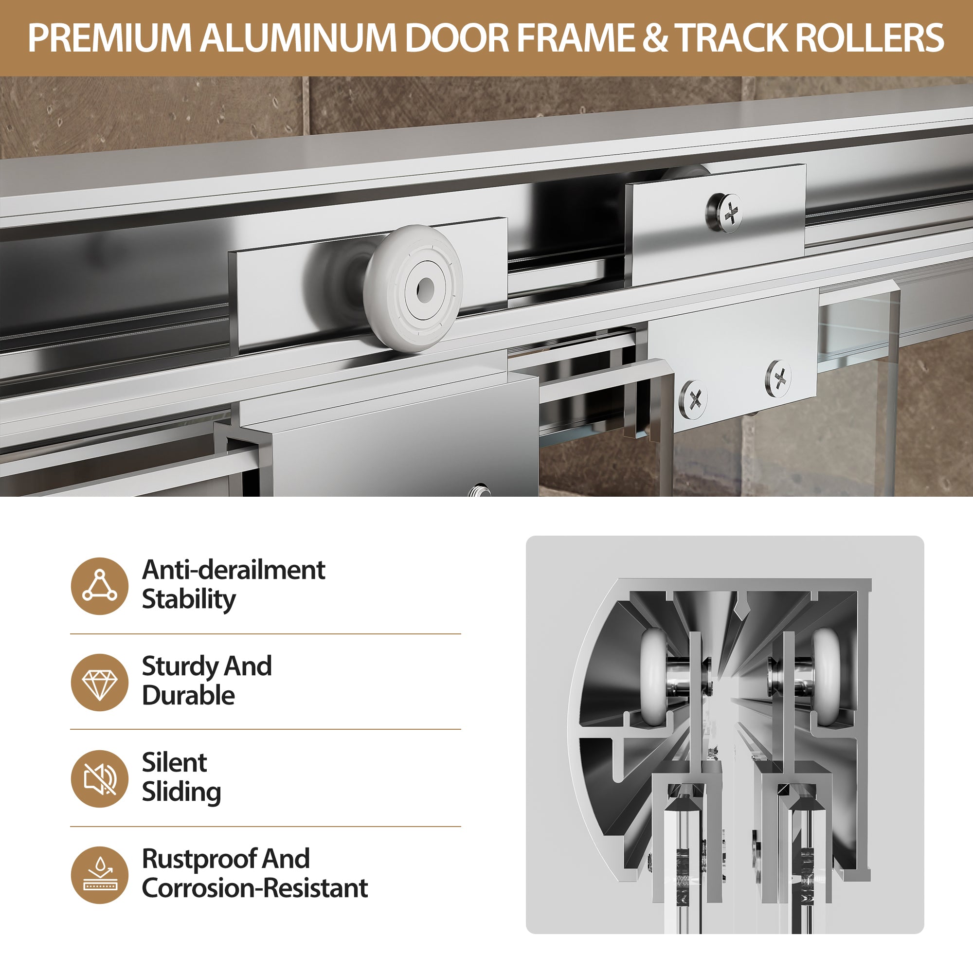 50-60 x 72 in Chrome Aluminum Double Sliding Shower Door - 50-54 x 72 in / Chrome view 5