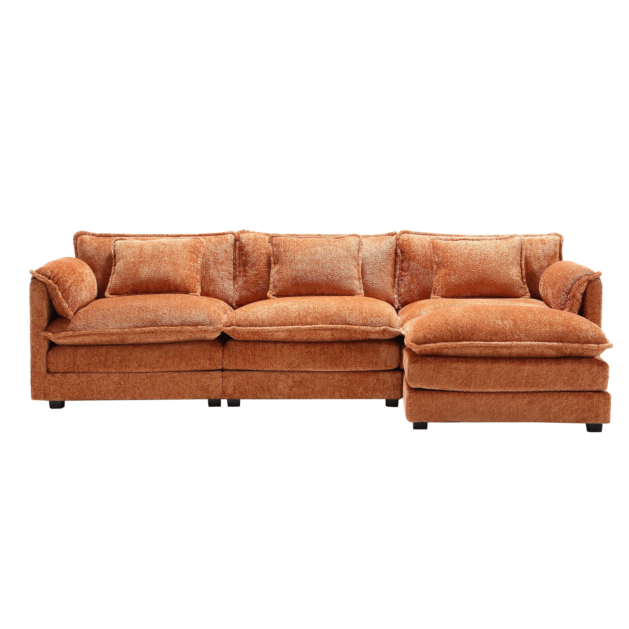 Modern Large boucle Fabric L-Shape Sectional Chenille fabric, movable pedals, detachable armrests, oversized three-seat Sofa