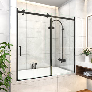 56-60 x 58 in Semi-Frameless Sliding Bathtub Door - 56-60 x 58 in / Matte Black view 1