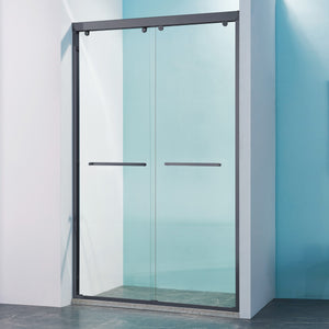 44-48"W x 75"H Double Sliding Shower Door, Aluminum Alloy Frame with 5/16" (8mm) Thick SGCC Tempered Clear Glass.