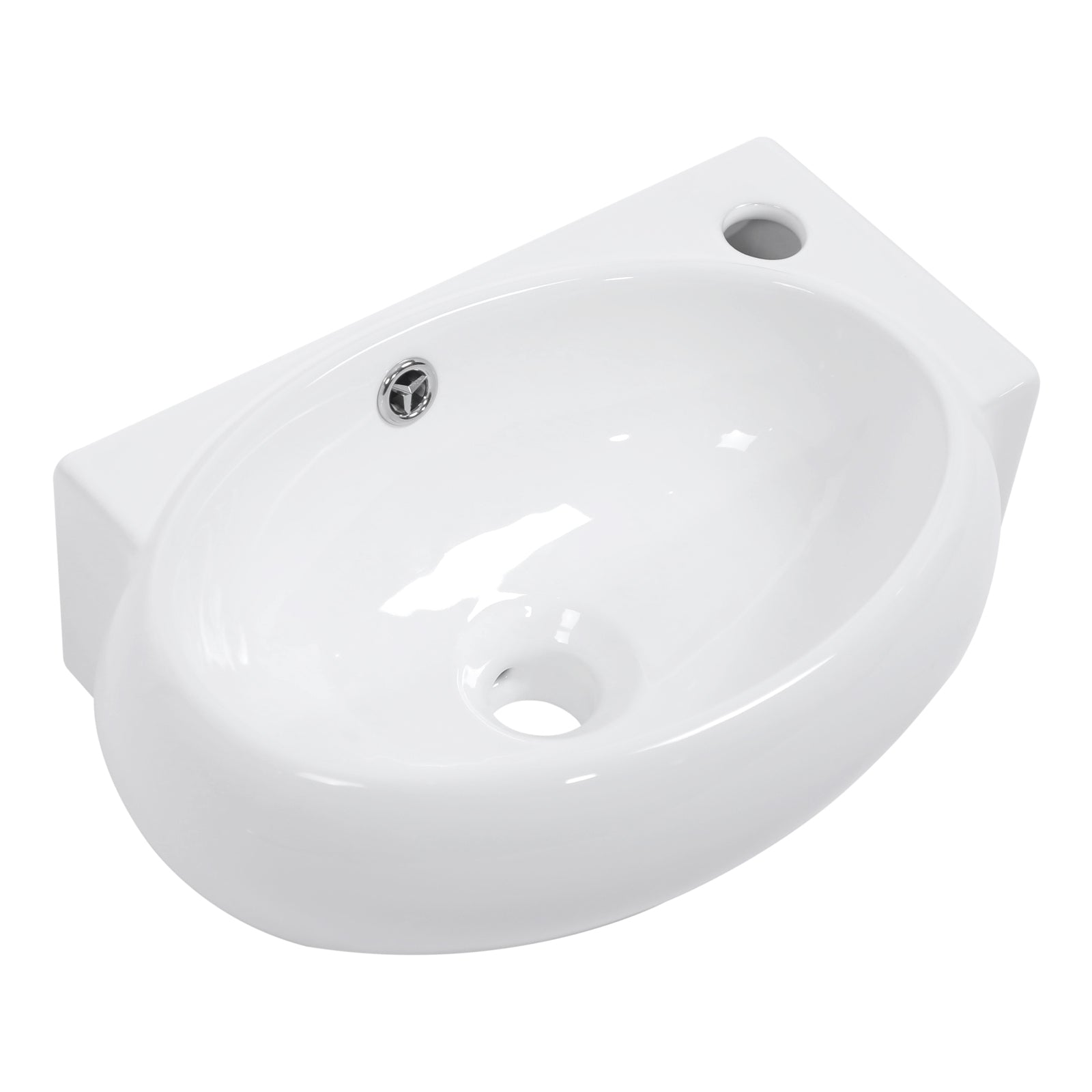 16x11 Inch White Ceramic Rectangle Wall Mount Bathroom Sink with Single Faucet Hole