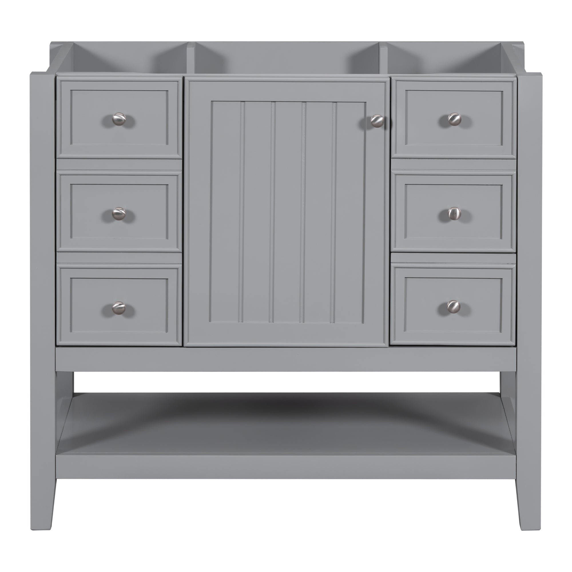 36" Bathroom Vanity without Sink, Cabinet Base Only, One Cabinet and three Drawers, Grey