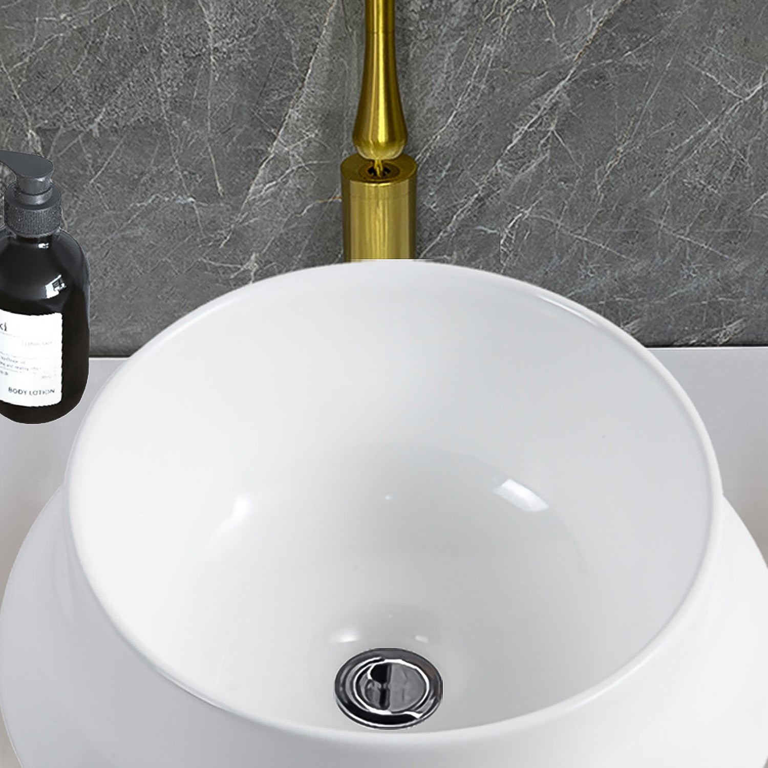 Vessel Bathroom Sink Basin in White Ceramic