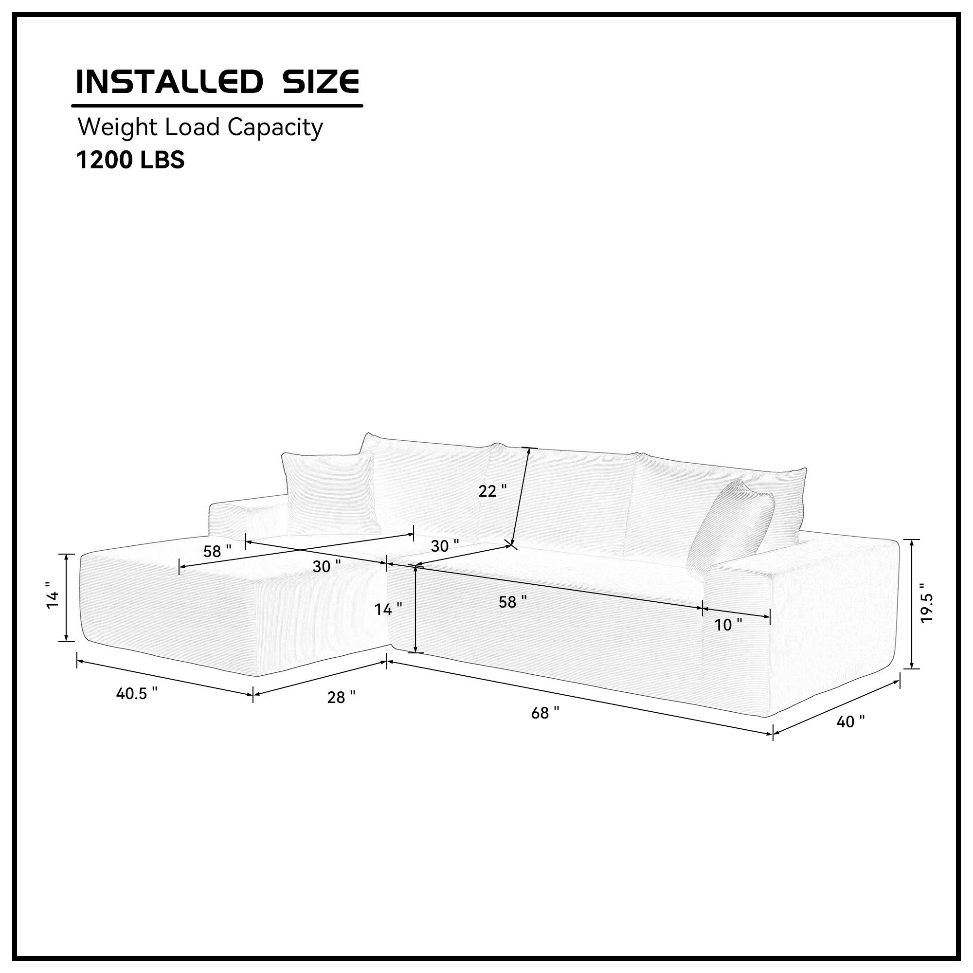 Modern Minimalist Style corduroy Couch, Upholstered Sleeper Sofa for Living Room, Bedroom, Salon, 2 PC Free Combination, L-Shape, Right Hand Facing Sectional sofa