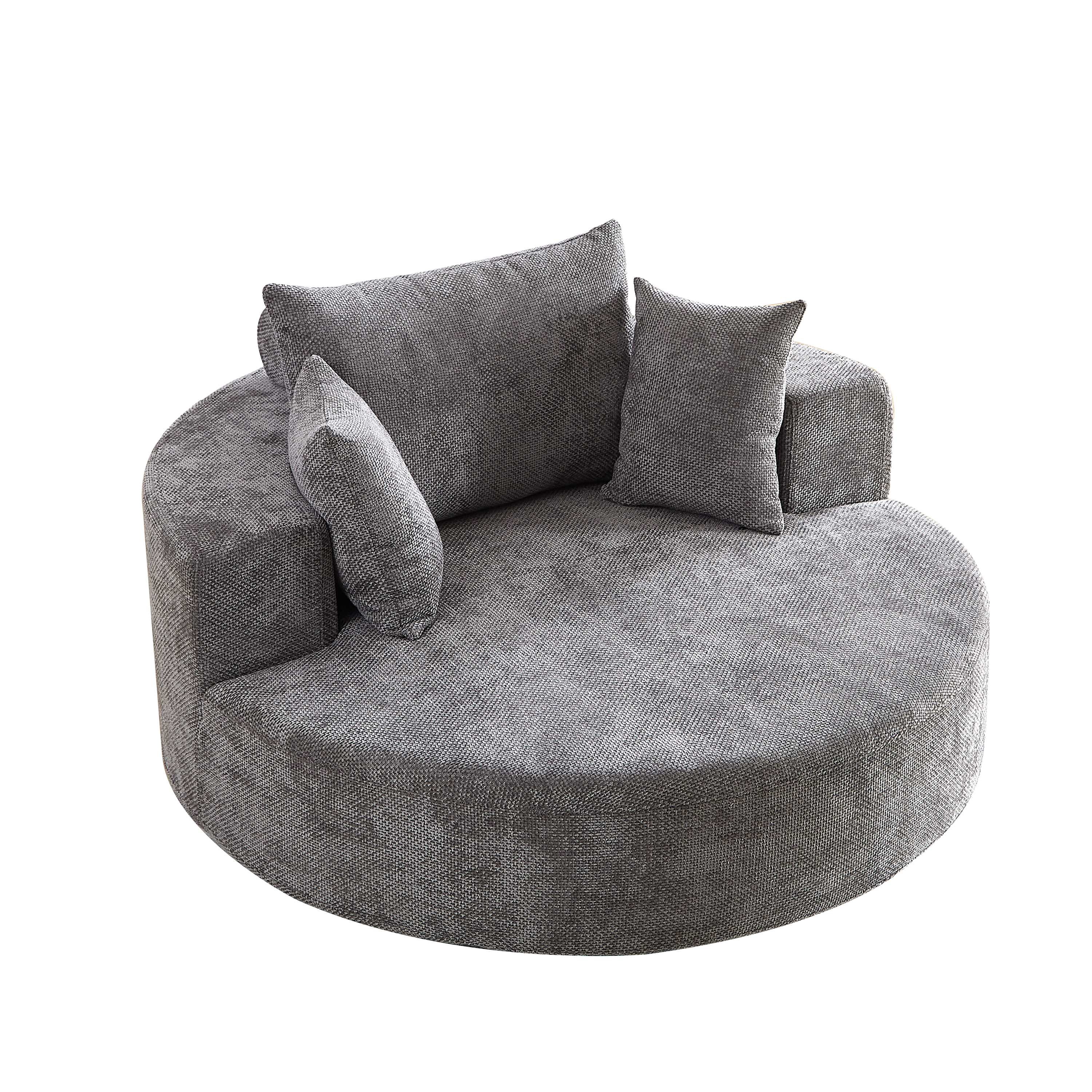 55''L Chenille Foam Single Swivel Chair, Fluffy Modern Sleeper, 360 Degree Swivel Chair for Living Room, Bedroom, Lounge and Projection Room