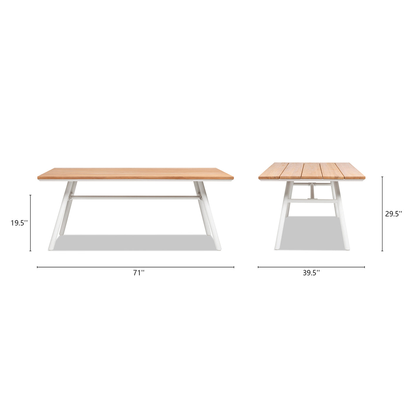 Maiden 71" 6-Seater Teak & Aluminum Patio Dining Table, Natural Teak