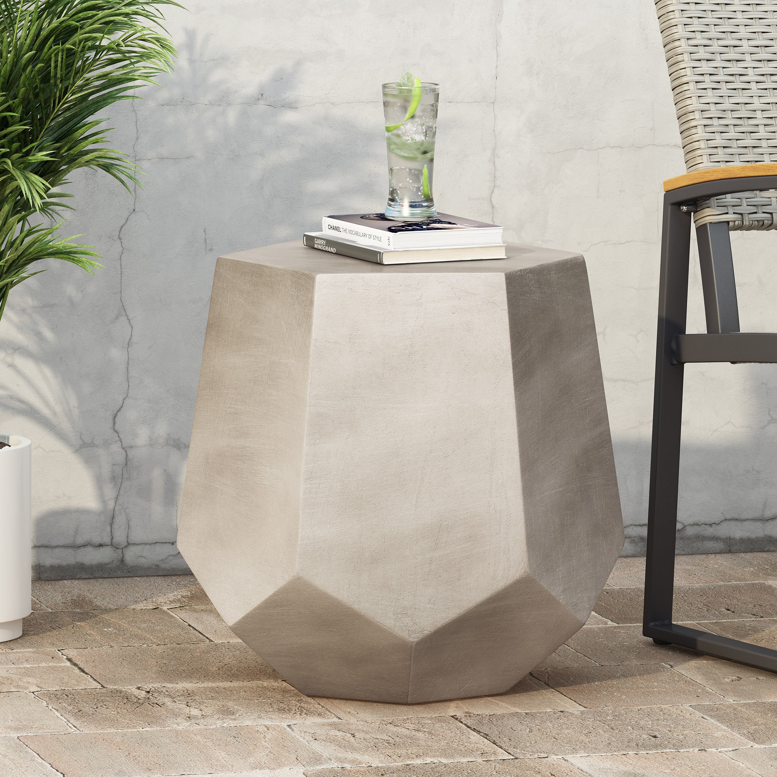 Outdoor CALGARY SIDE TABLE,Light Grey