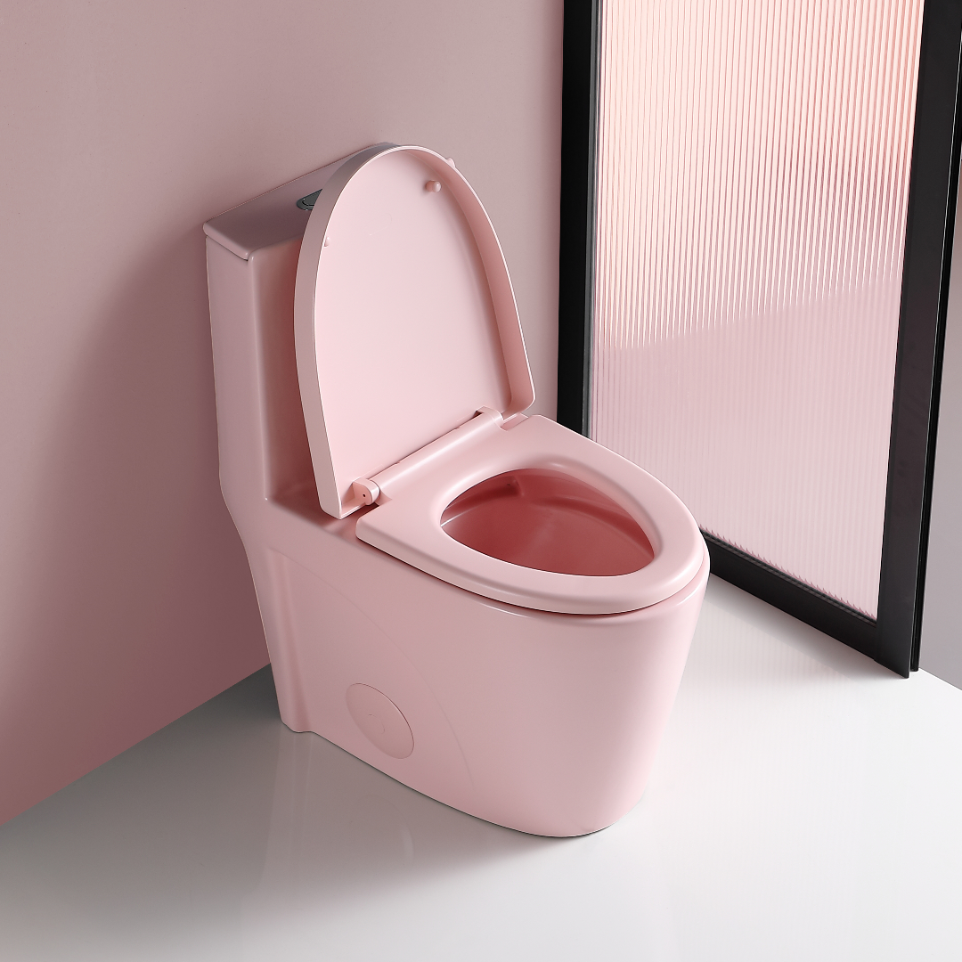 1.1/1.60 GPF Dual-Flush One Piece Toilet, Water-Saving Elongated Comfort Height Floor Mounted, Soft Close 1000 Gram Map Flushing Score Toilet, Rose 23T01-RS