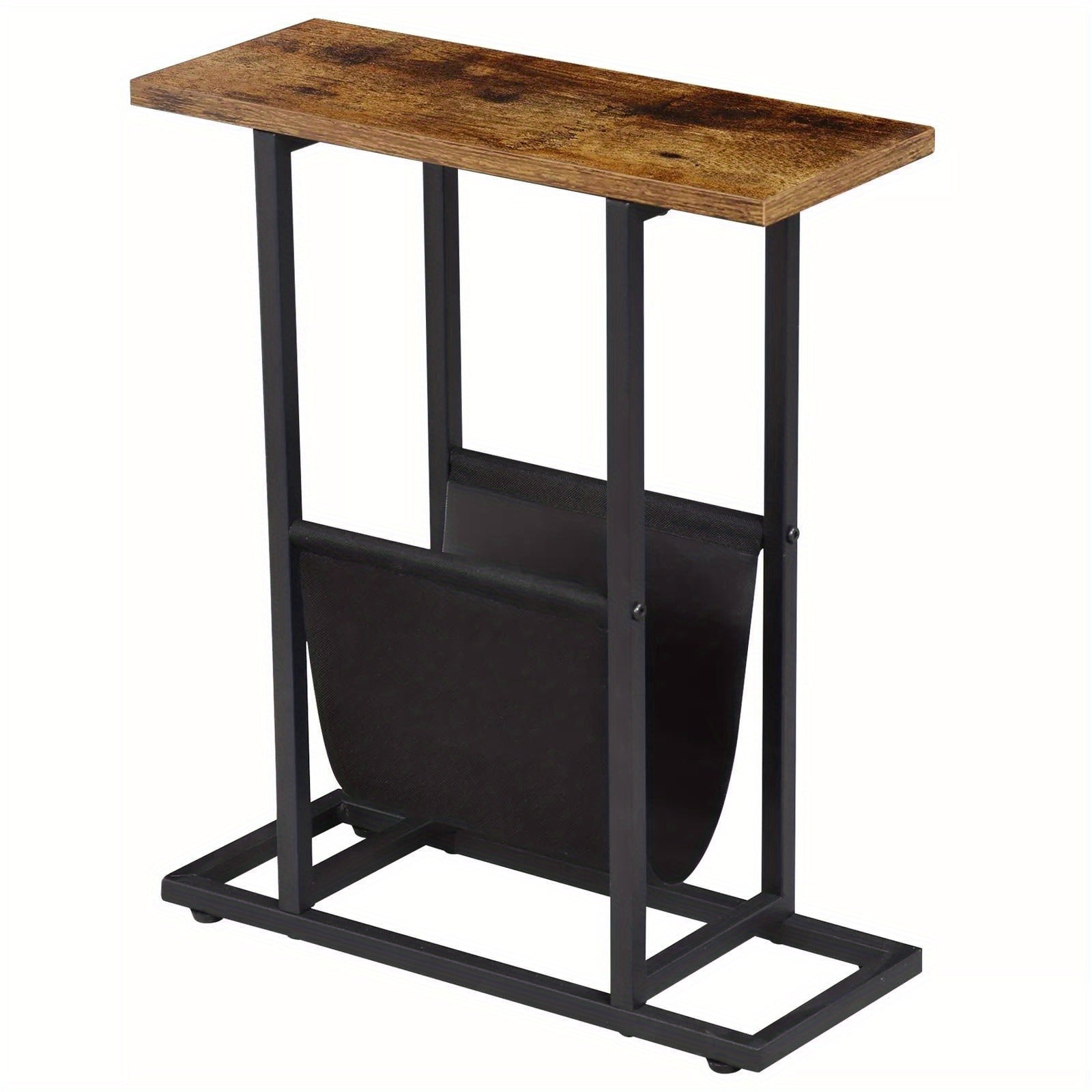 Narrow Side Table for Small Spaces – End Table with Storage & Magazine Holders!