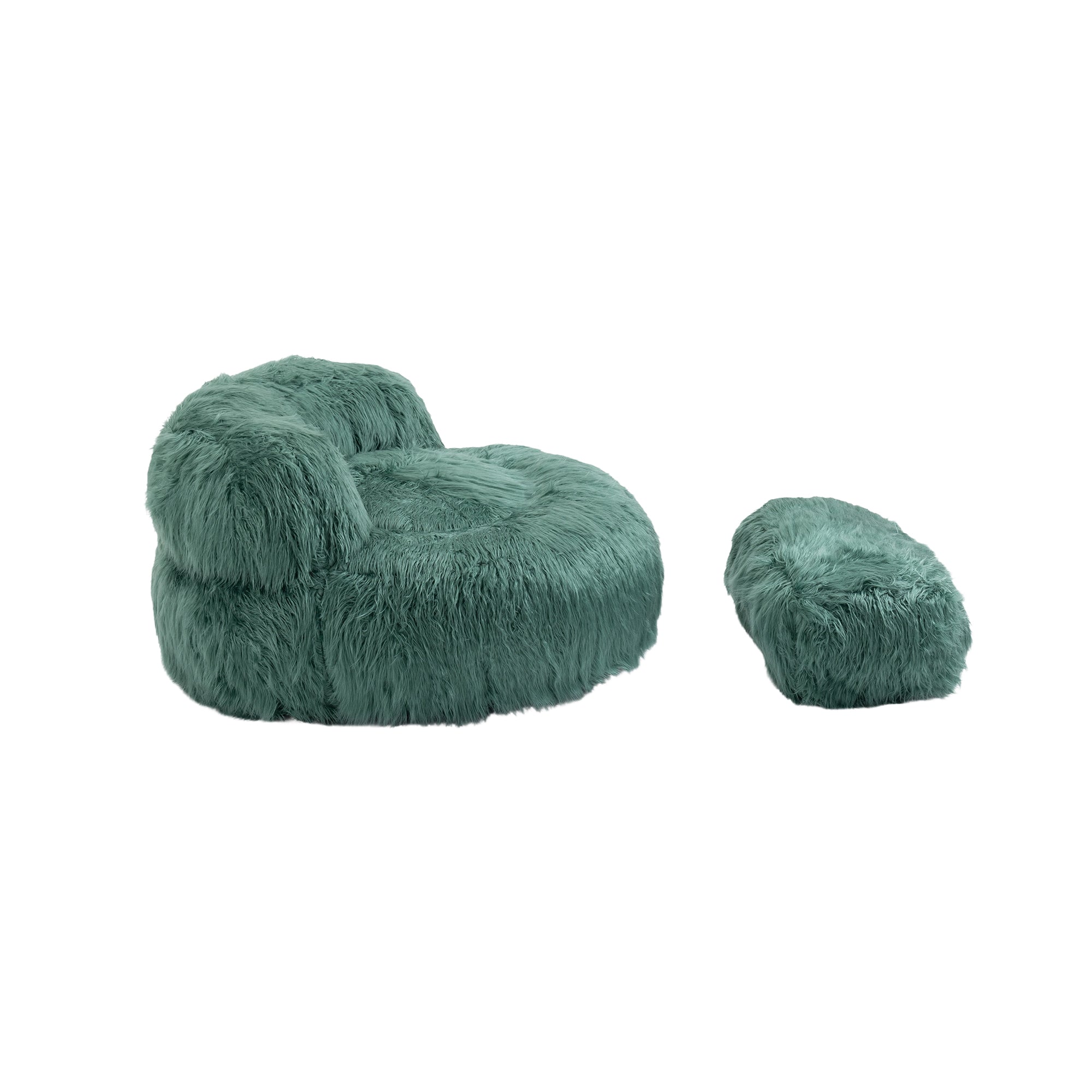 COOLMORE Bean Bag Chair, Floor Sofa with Handle,Accent Sofa Chair with Ottoman for Gaming Reading Relaxing (Mint Green)