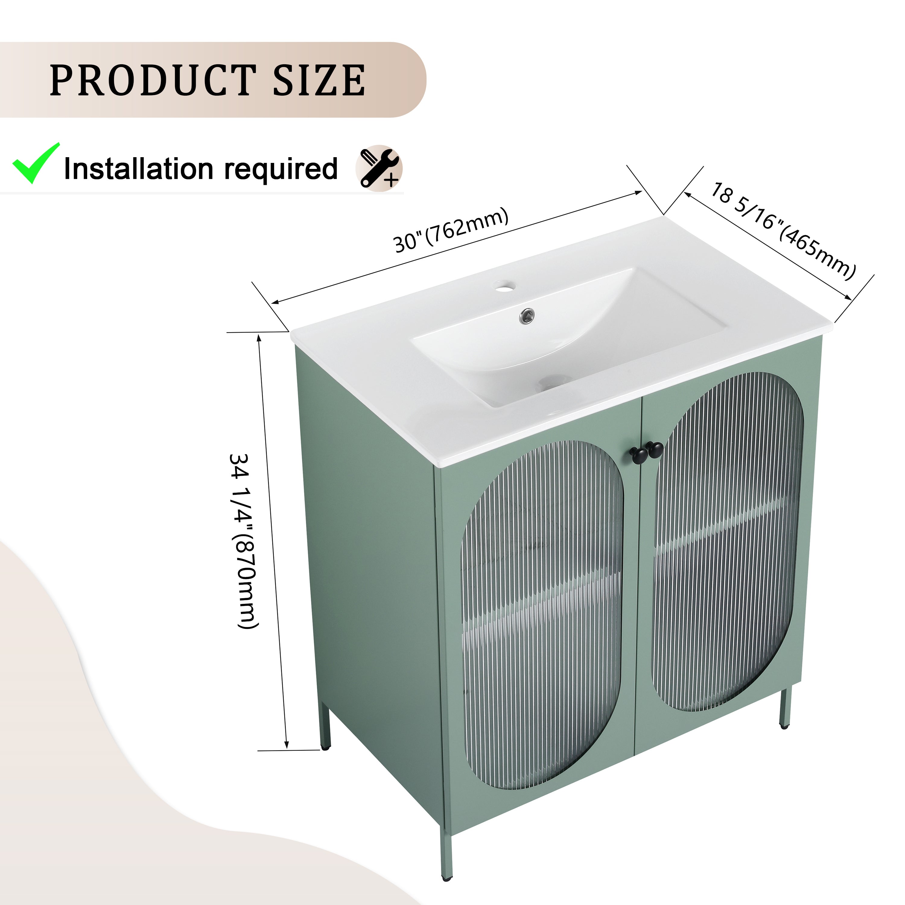 30 Inch Freestanding Bathroom Vanity With Ceramic SInk