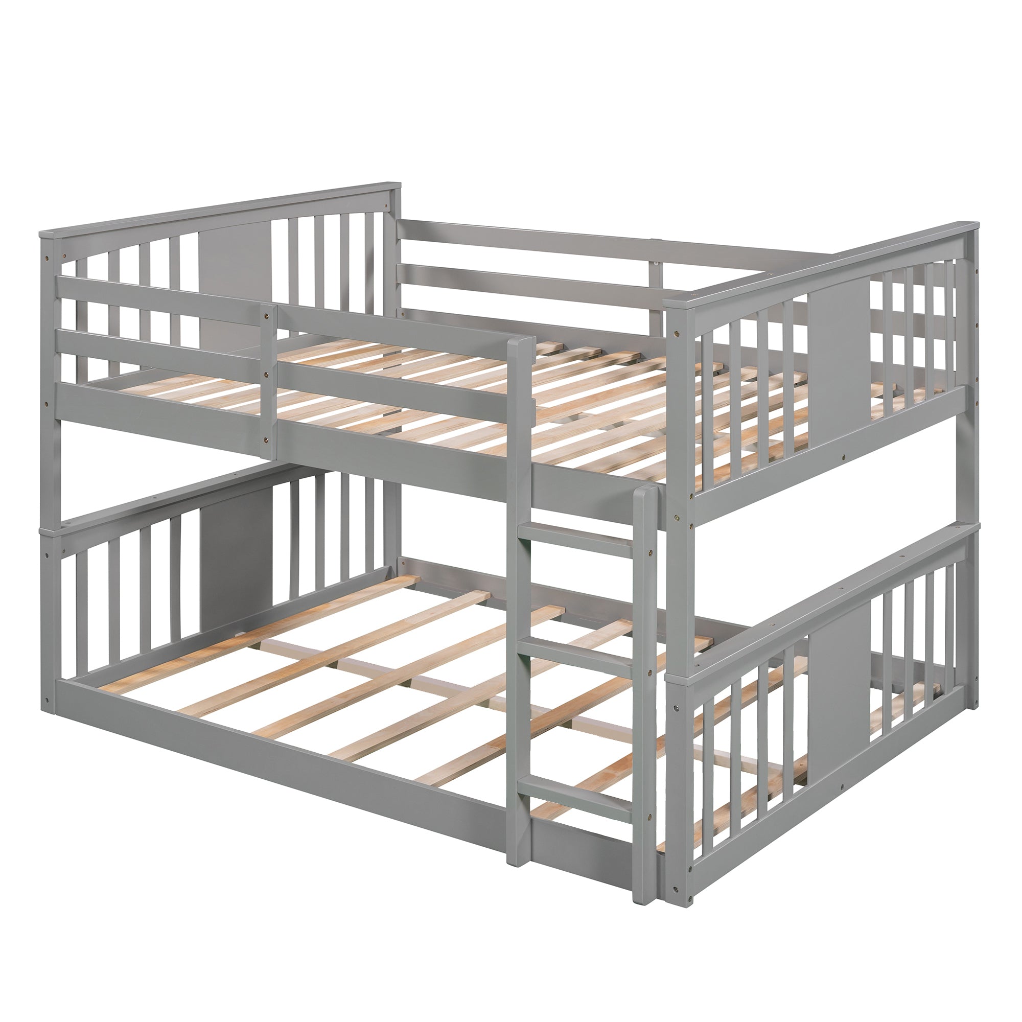 Full Over Full Bunk Bed with Ladder, Gray (Old SKU :LP000207AAE)