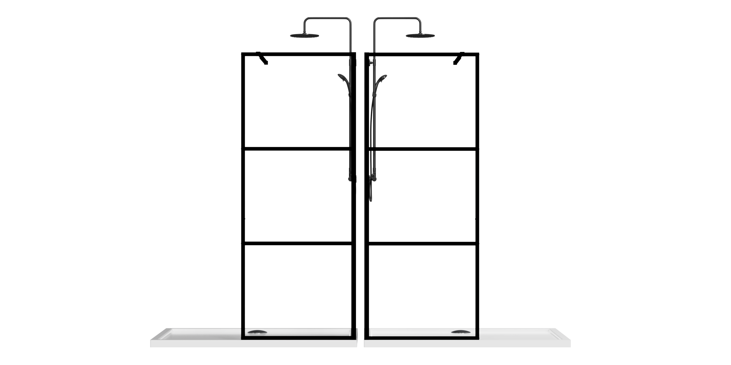 Goodyo 34"W x 72"H Shower Screen Door Walk-in Wet-room, Black, 3-panel Style