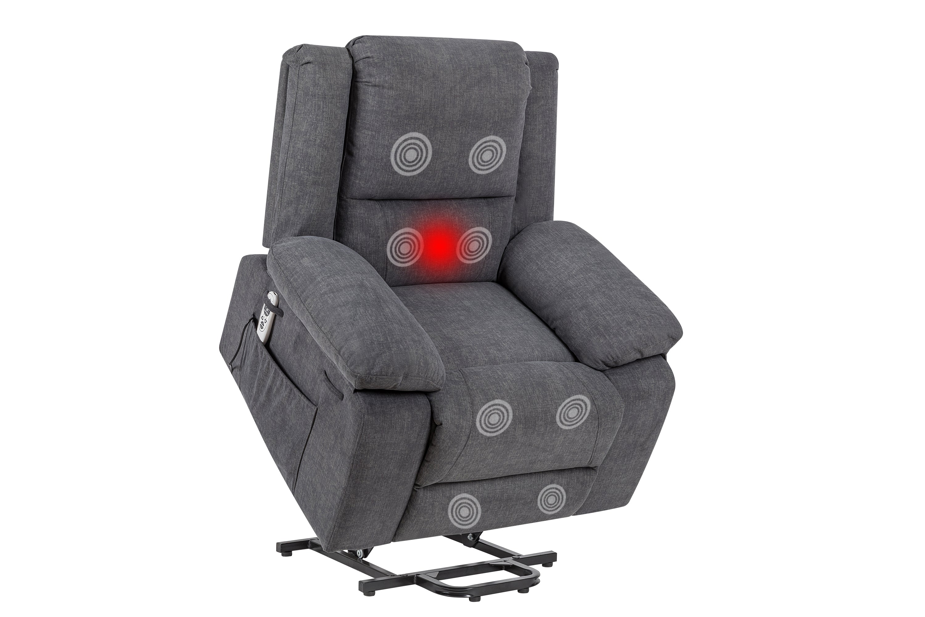 Electric Power Recliner Chair With Massage For Elderly ,Remote Control Multi-function Lifting, Timing, Cushion Heating Chair With Side Pocket Dark Grey