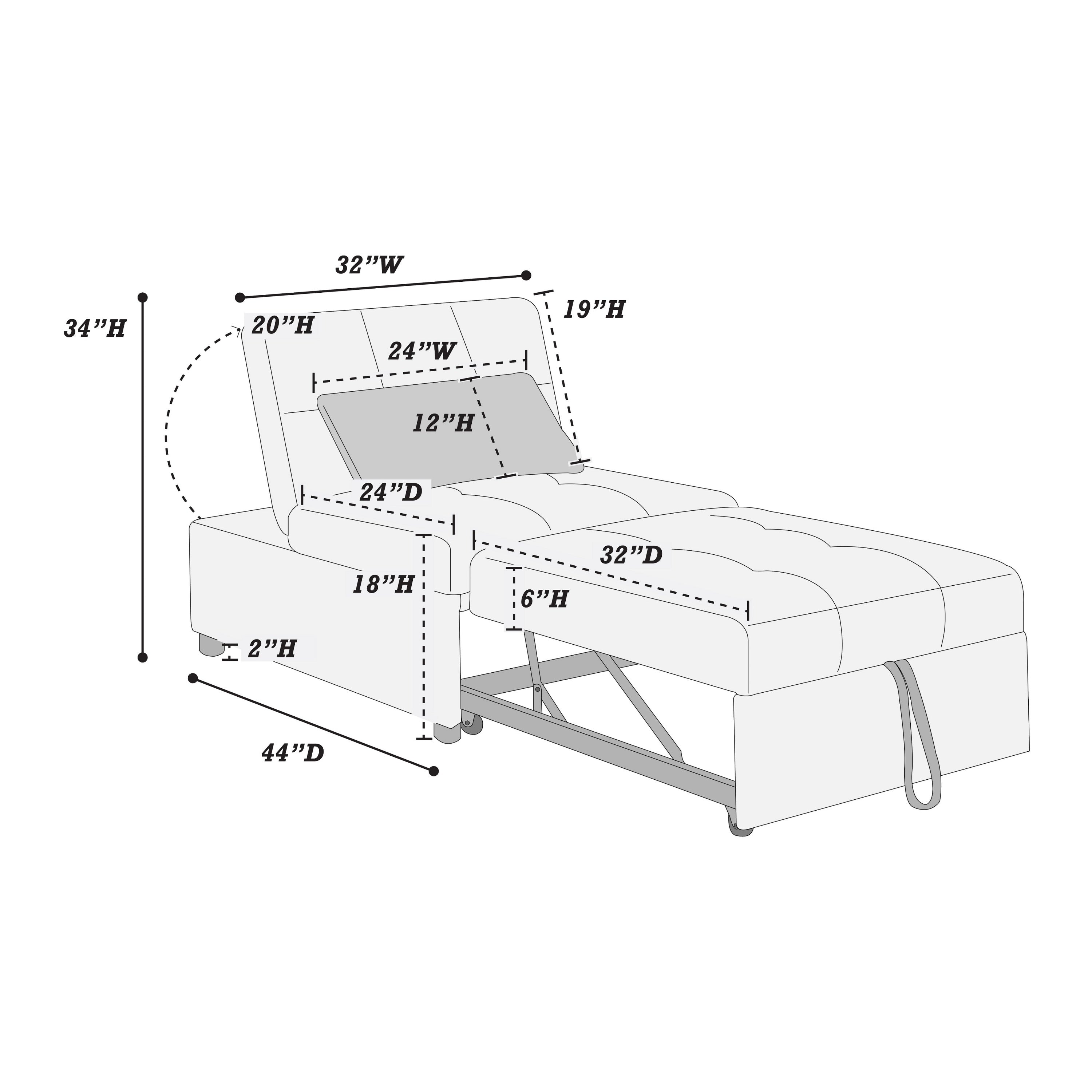 Contemporary White Color Sleeper Sofa Chair Pillow Plush Tufted Seat 1pc Convertible Sofa Sherpa Fabric Couch